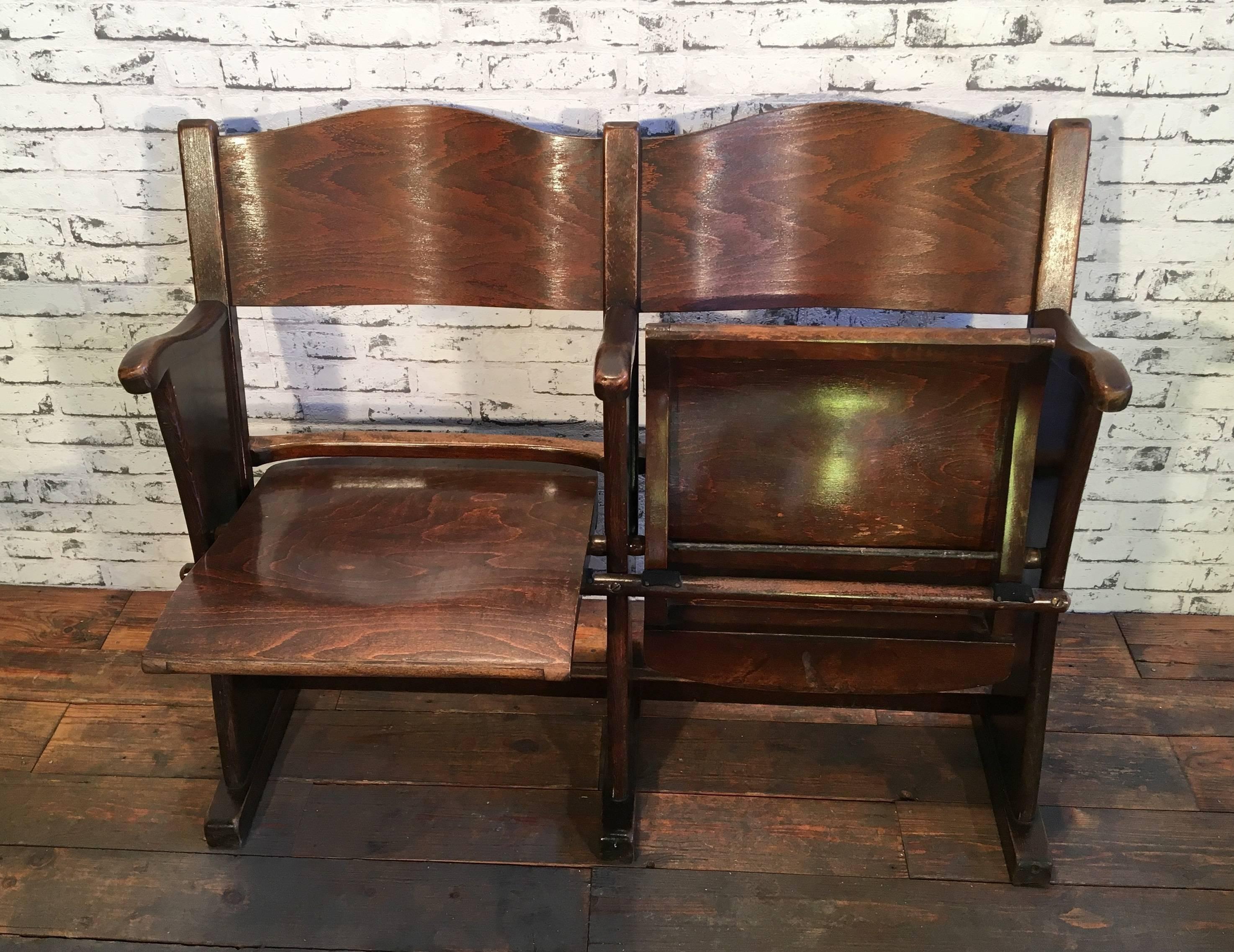 Vintage Cinema Bench, Two-Seat, 1950s 1