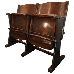 Vintage Cinema Bench, Two-Seat, 1950s