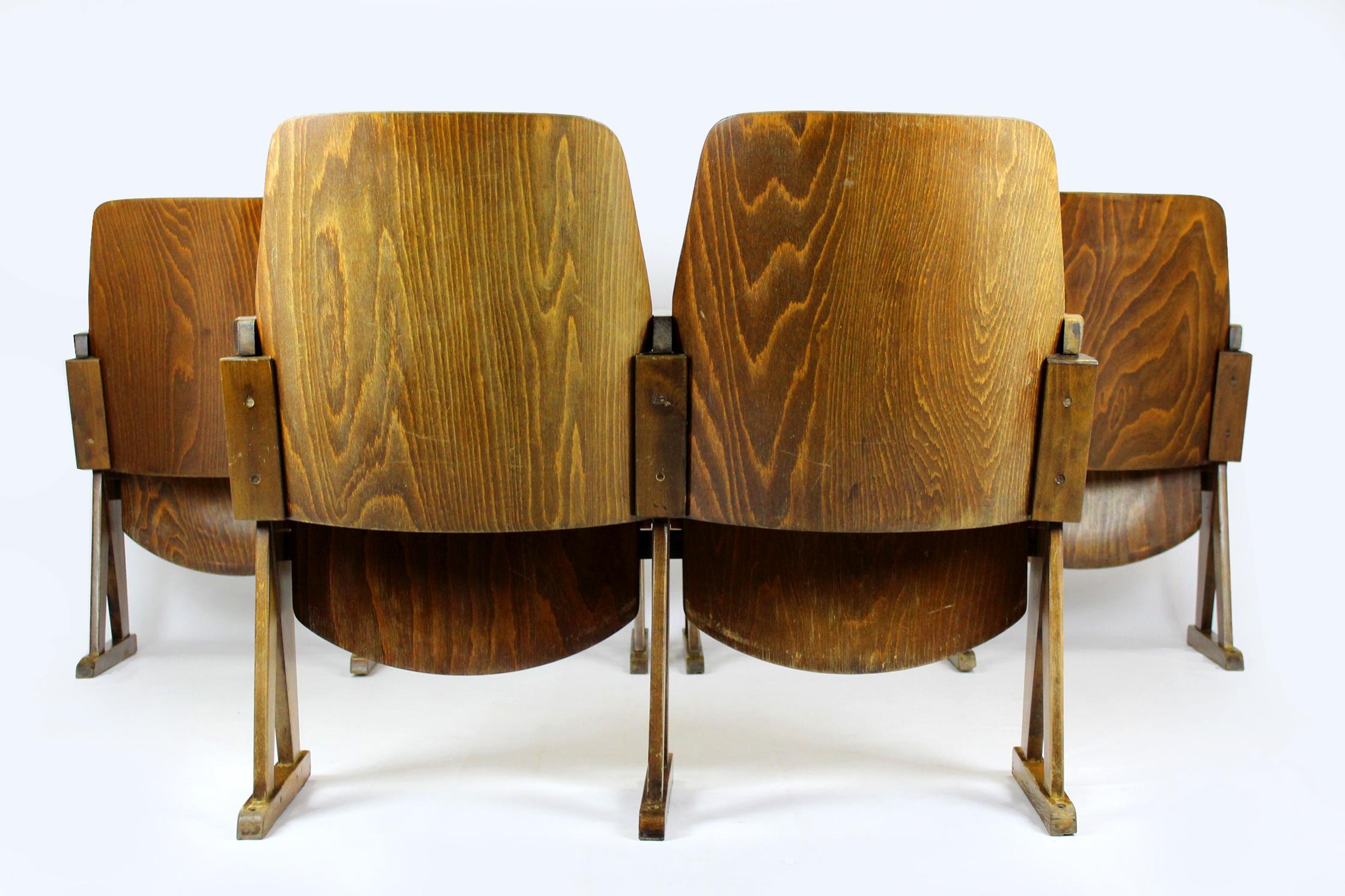Mid-Century Modern Vintage Cinema Chairs from Ton, 1960s, Set of 6 For Sale