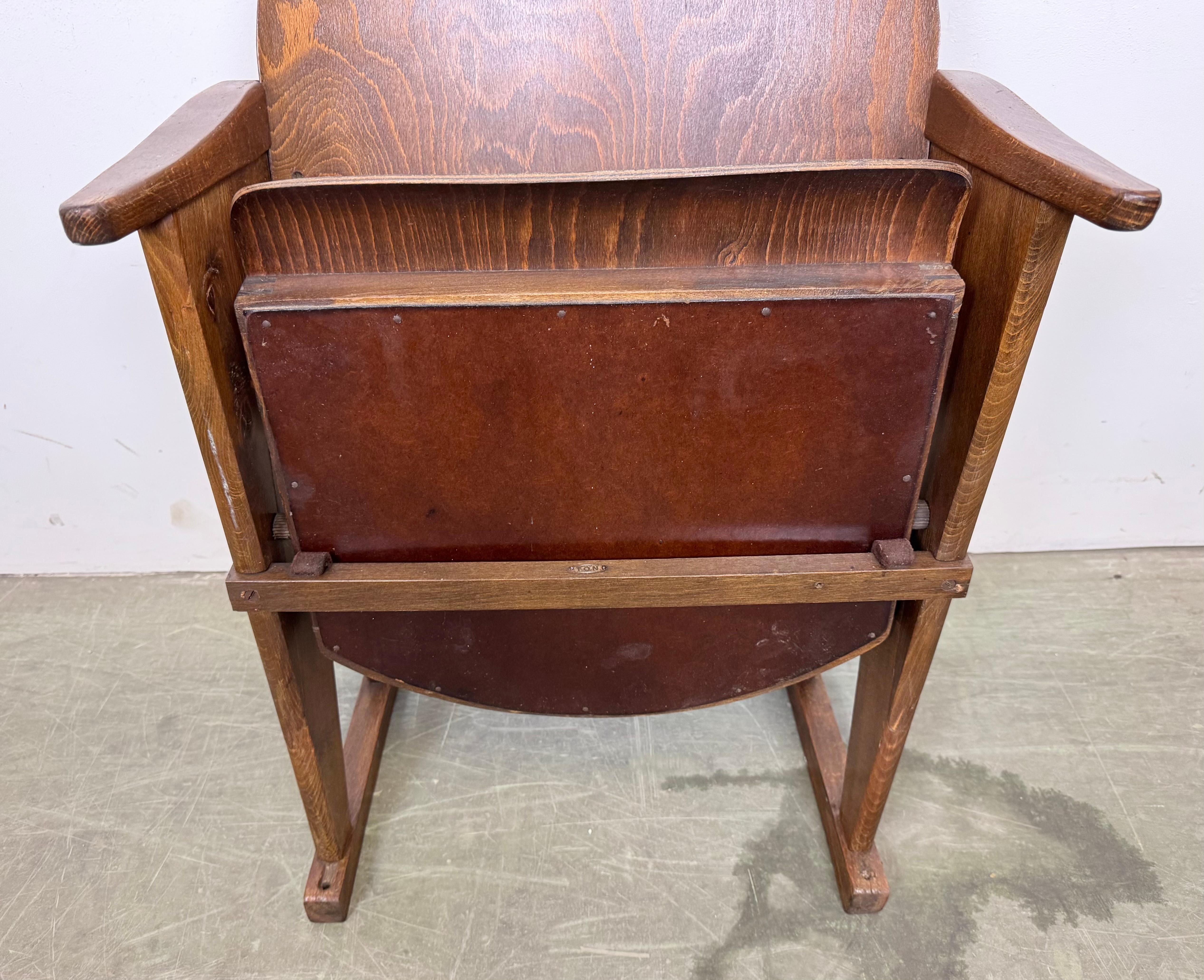 Vintage Cinema Theatre Chair from Ton, 1960s For Sale 3