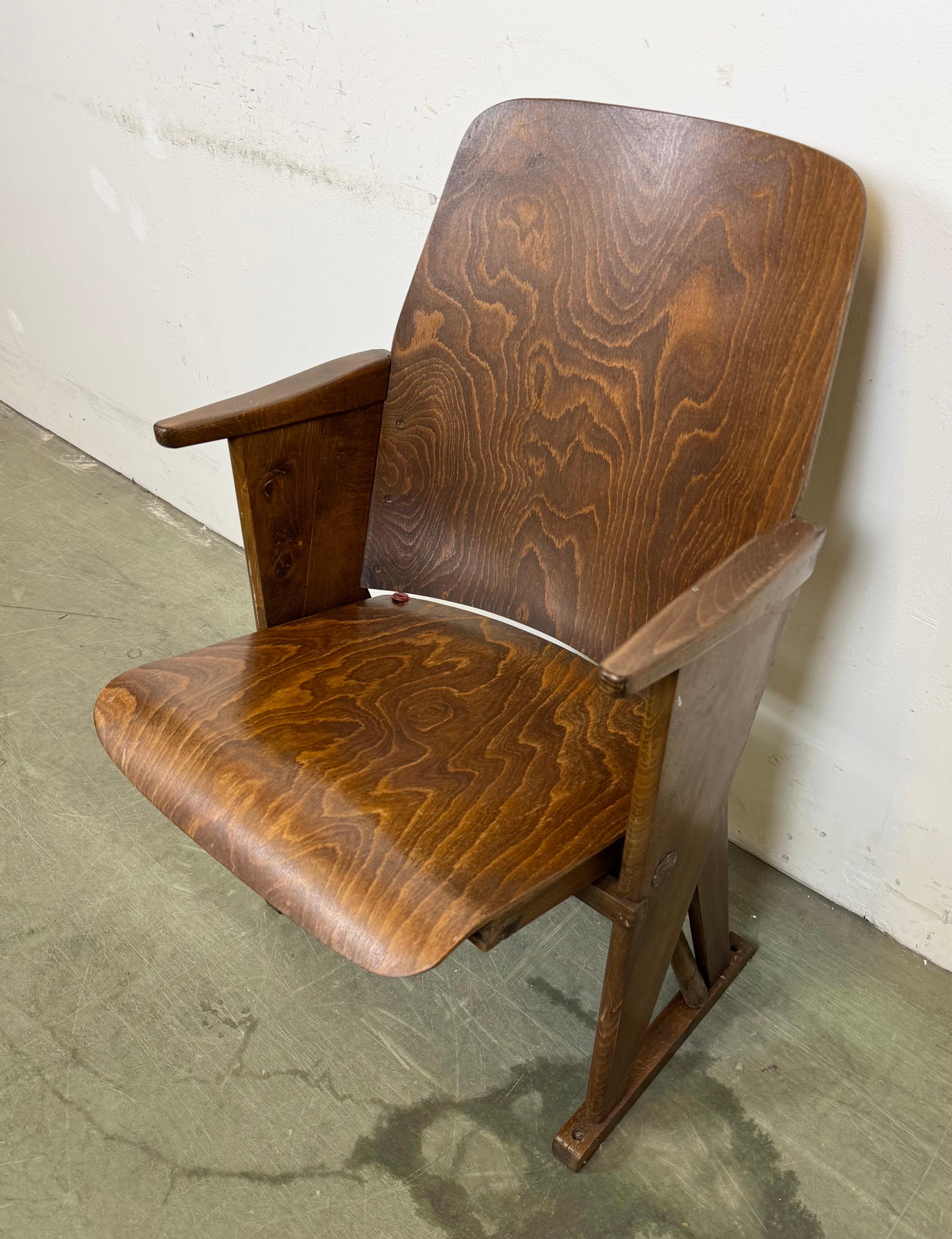 Vintage Cinema Theatre Chair from Ton, 1960s For Sale 5