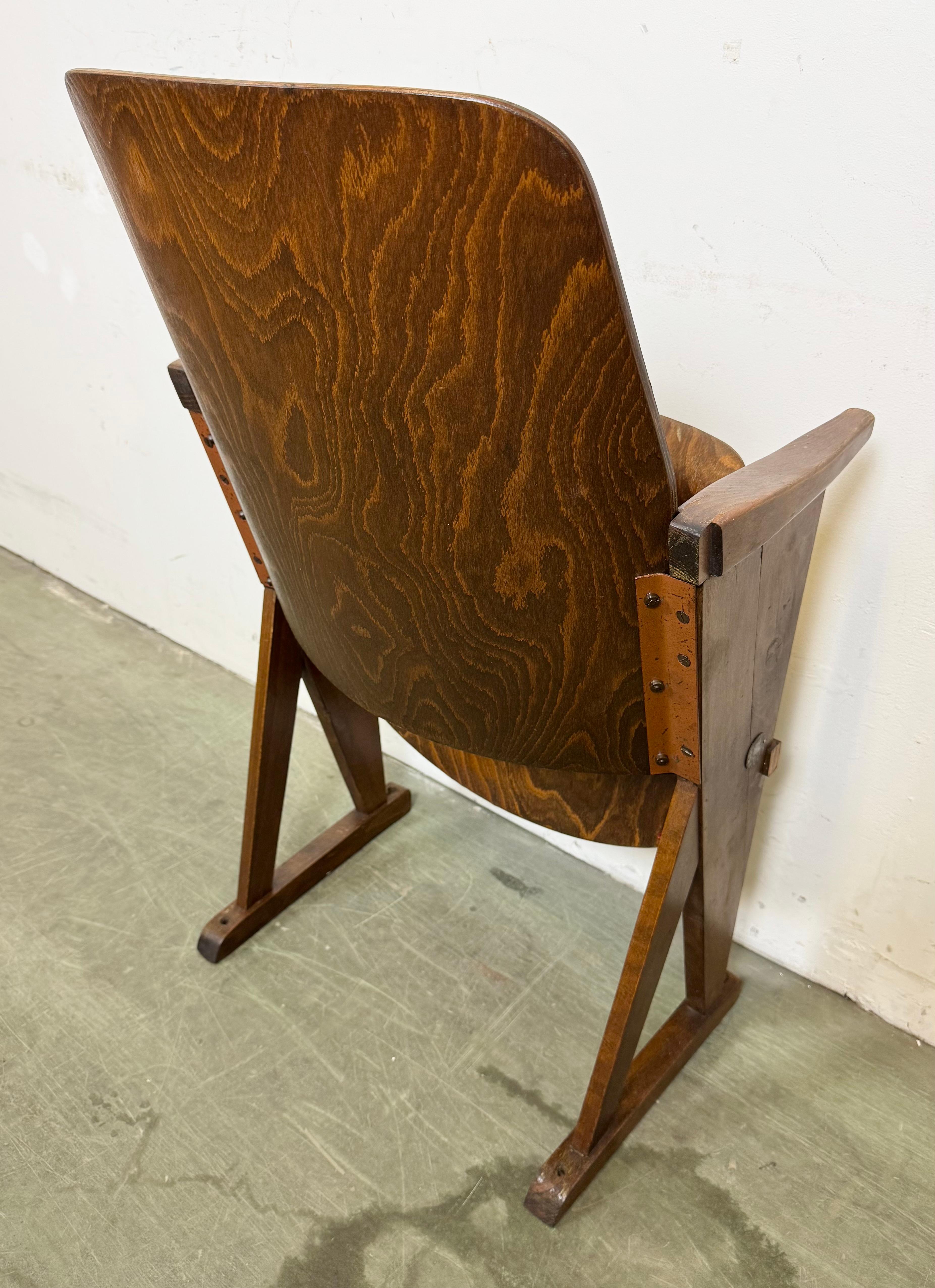 Vintage Cinema Theatre Chair from Ton, 1960s For Sale 6