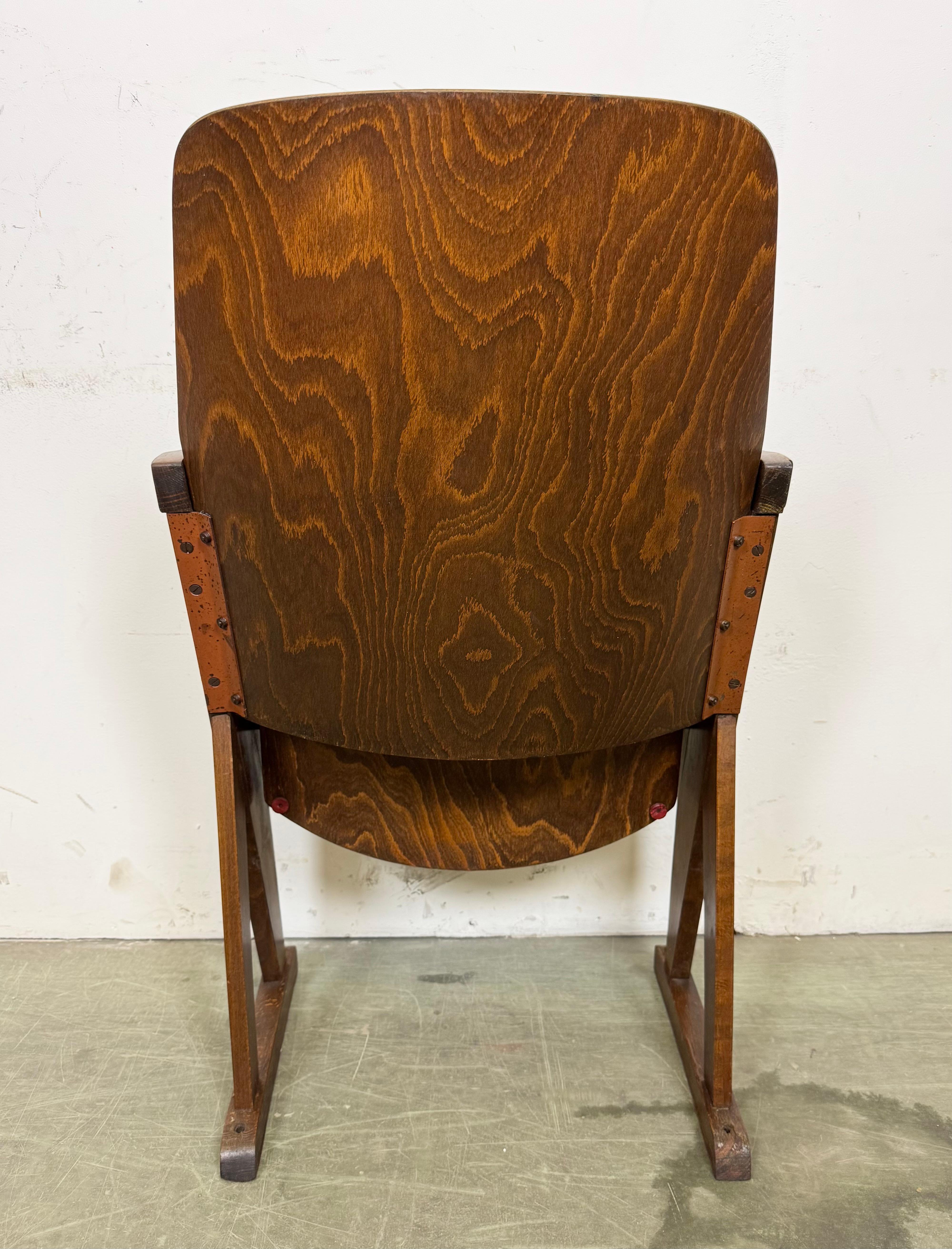 Vintage Cinema Theatre Chair from Ton, 1960s For Sale 7