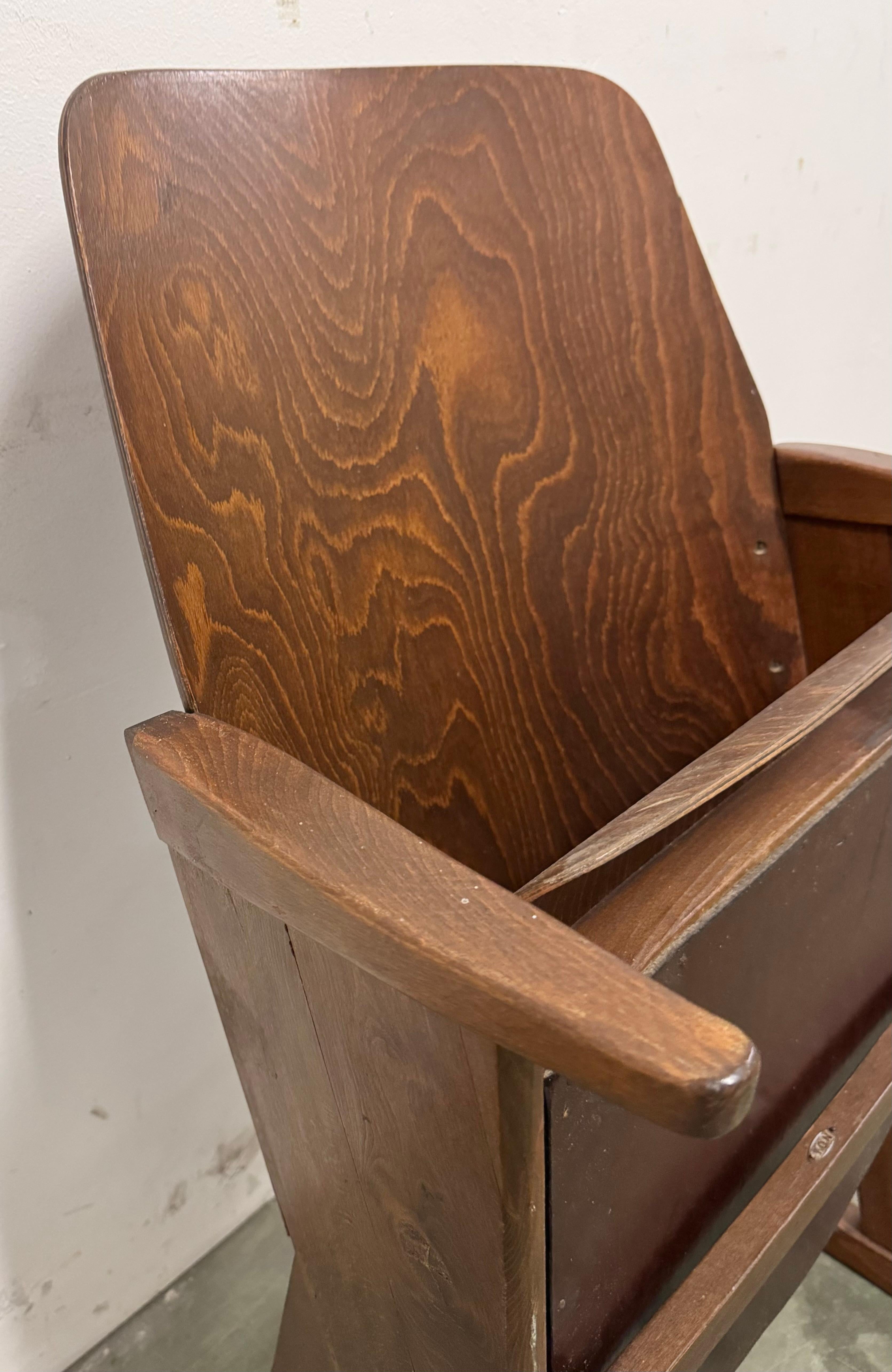 Veneer Vintage Cinema Theatre Chair from Ton, 1960s For Sale