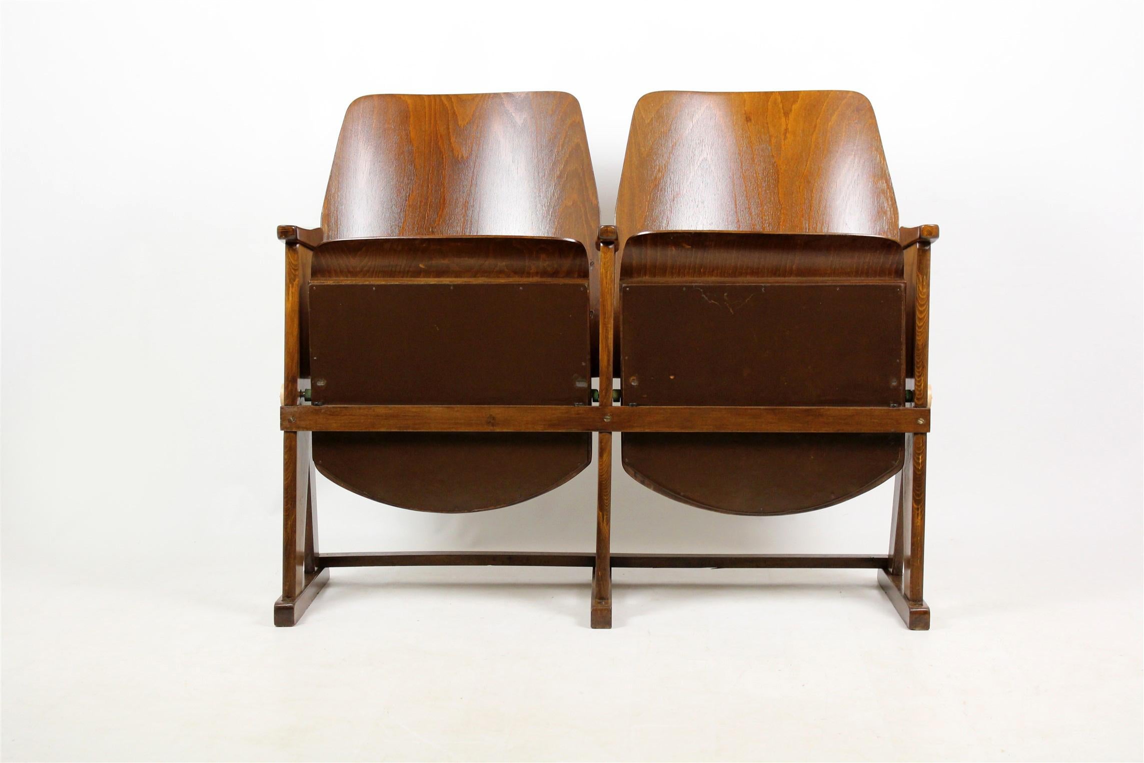 Original cinema seats from TON (Thonet), mid-1960s. Chairs are made of beech wood and bent plywood,
Preserved in original, very good condition, small traces of passing years (scratches etc.), stable and fully functional.
On request more chairs