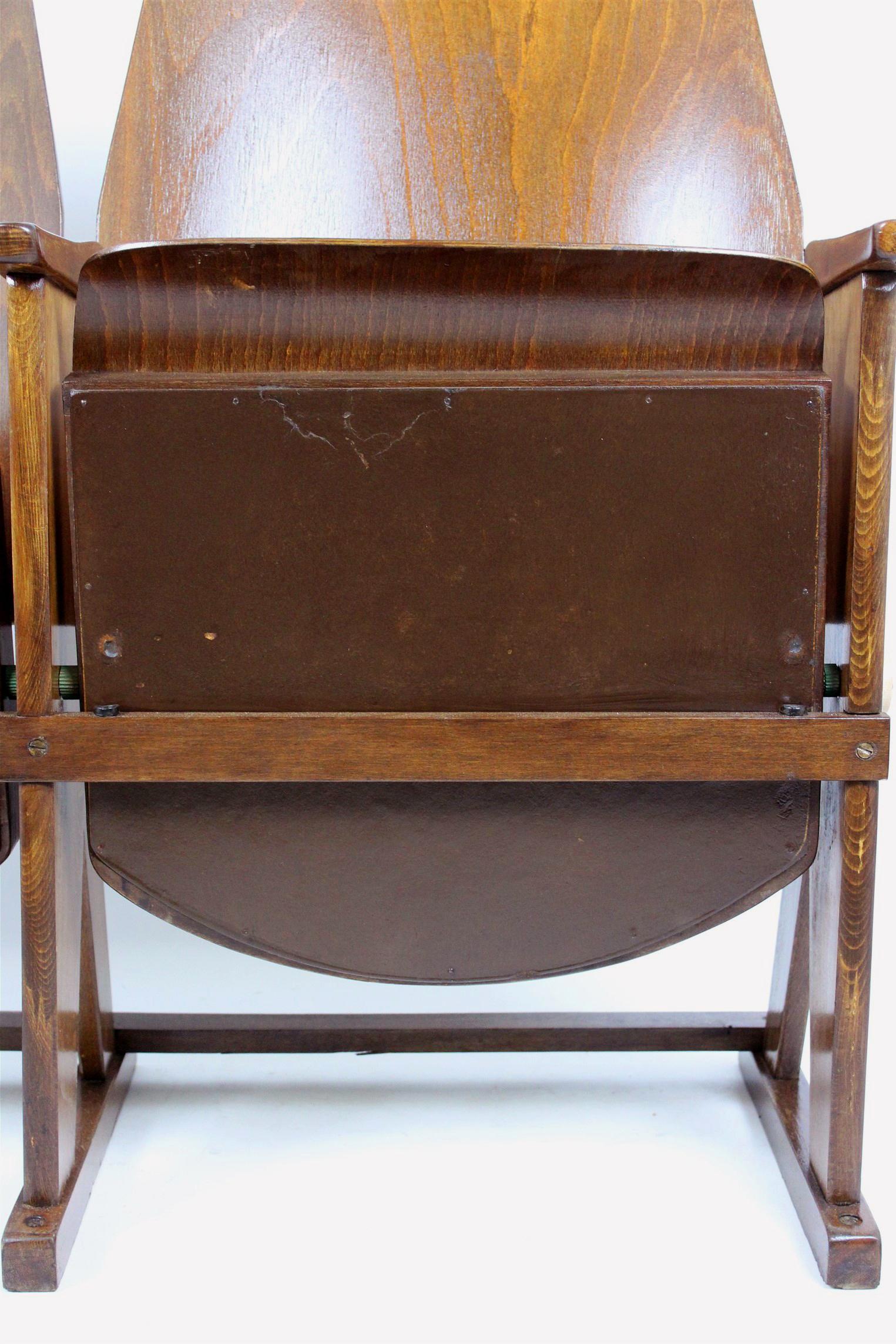 Beech Vintage Cinema Two-Seater from Ton, Thonet, 1960s