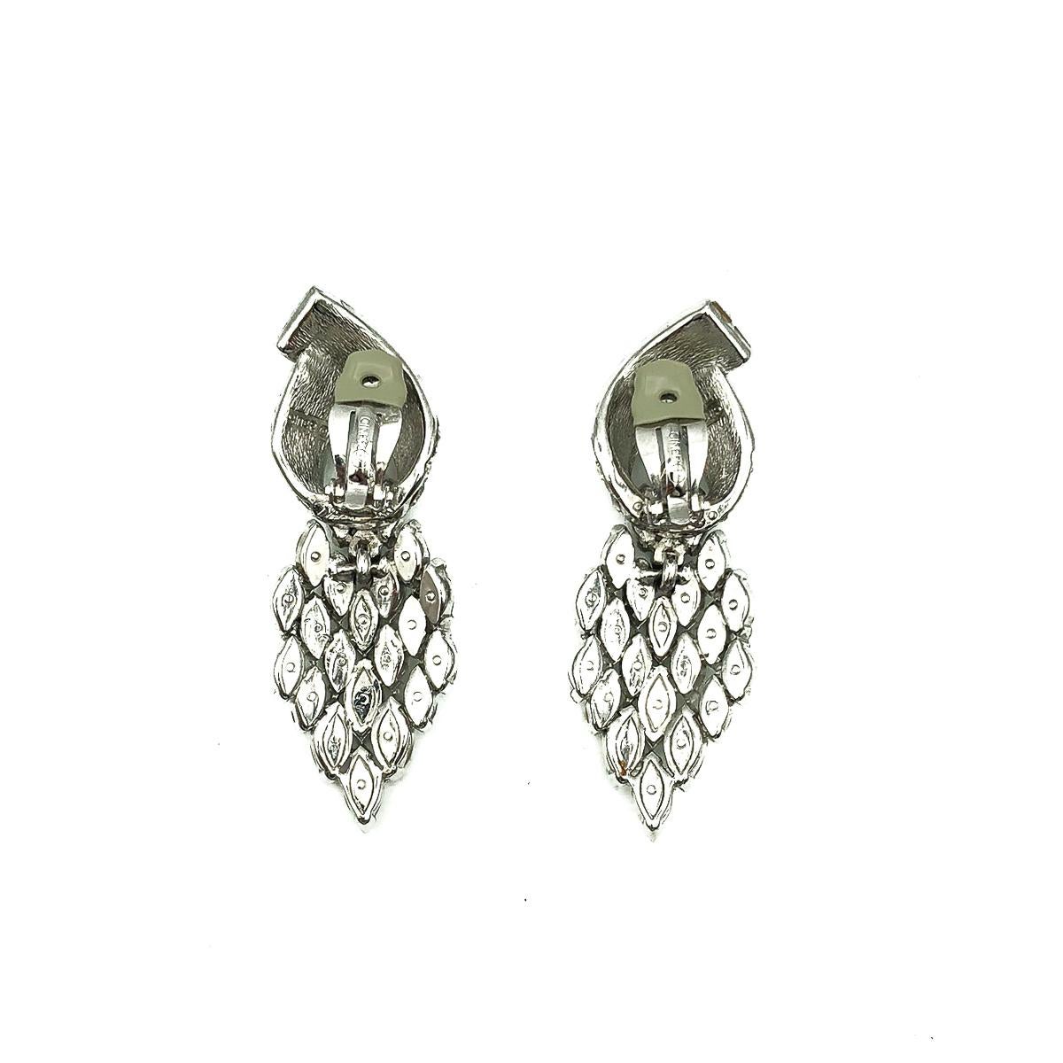 Women's Vintage Ciner Art Deco Crystal Statement Earrings 1980s