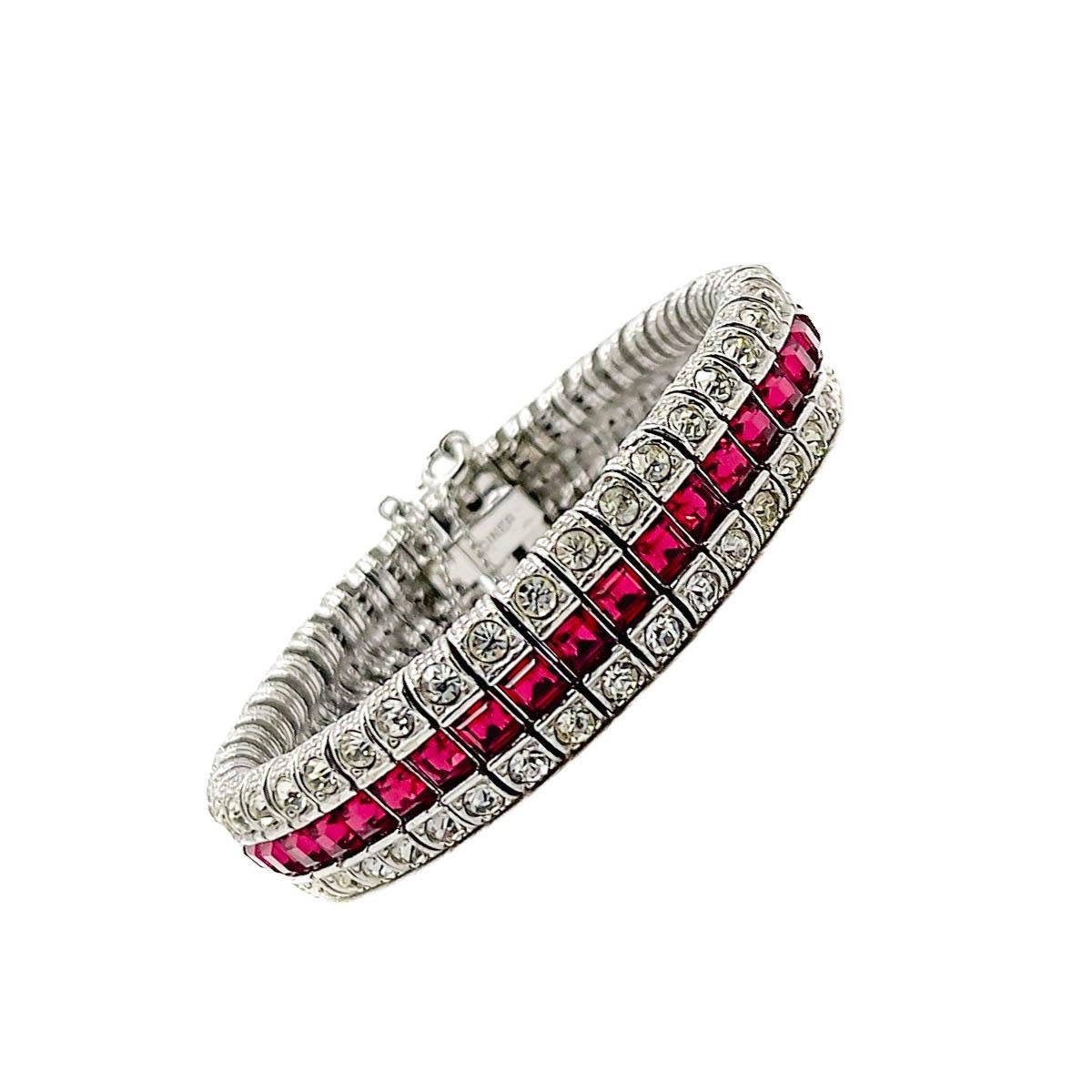 Pulsera vintage Ciner Art Decó Ruby Line Años 60 en Bueno estado para la venta en Wilmslow, GB