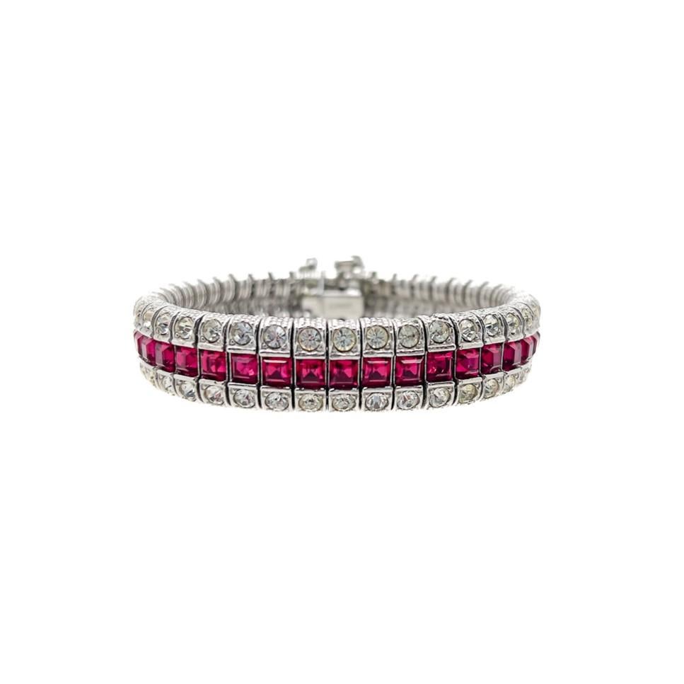 Femenino o masculino Pulsera vintage Ciner Art Decó Ruby Line Años 60 en venta
