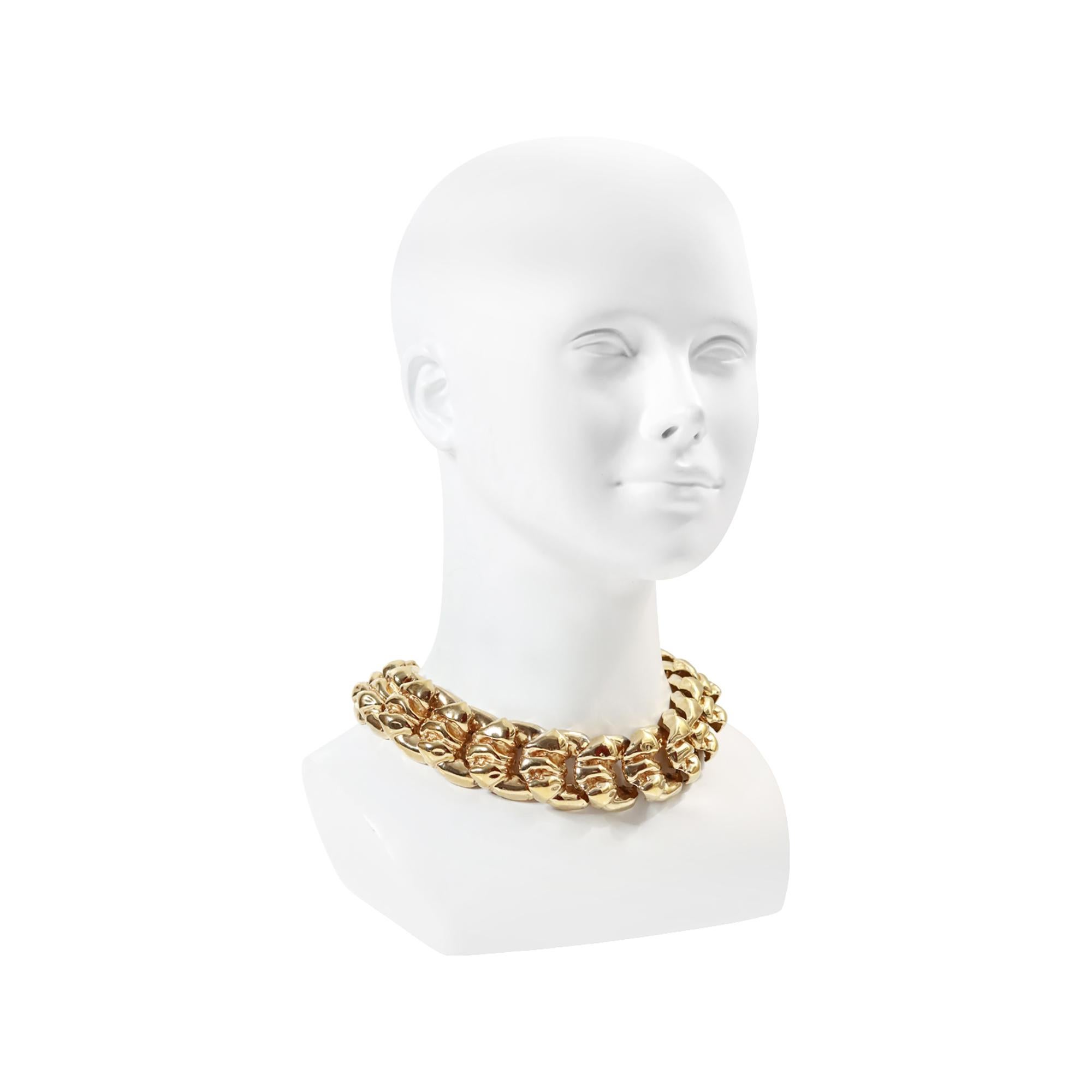Women's or Men's Vintage Ciner Chunky Linking Pieces Choker Necklace Circa 1980's For Sale