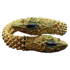 Vintage Ciner Double Head Snake Rhinestone Bracelet, 1960s