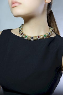 Vintage Ciner Dynasty Style Gold-tone Rhinestone Choker Necklace