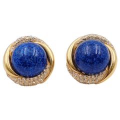 Vintage Ciner Earrings Faux Lapis Lazuli