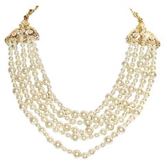 Vintage Ciner for Joan Rivers Faux Pearl Diamant 4 Strand Necklace Circa 1990