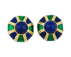 Vintage Ciner Gold Plated Enamel Clip On Earrings