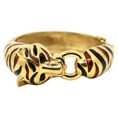 Pulsera vintage Ciner esmaltada en tono dorado Tigre