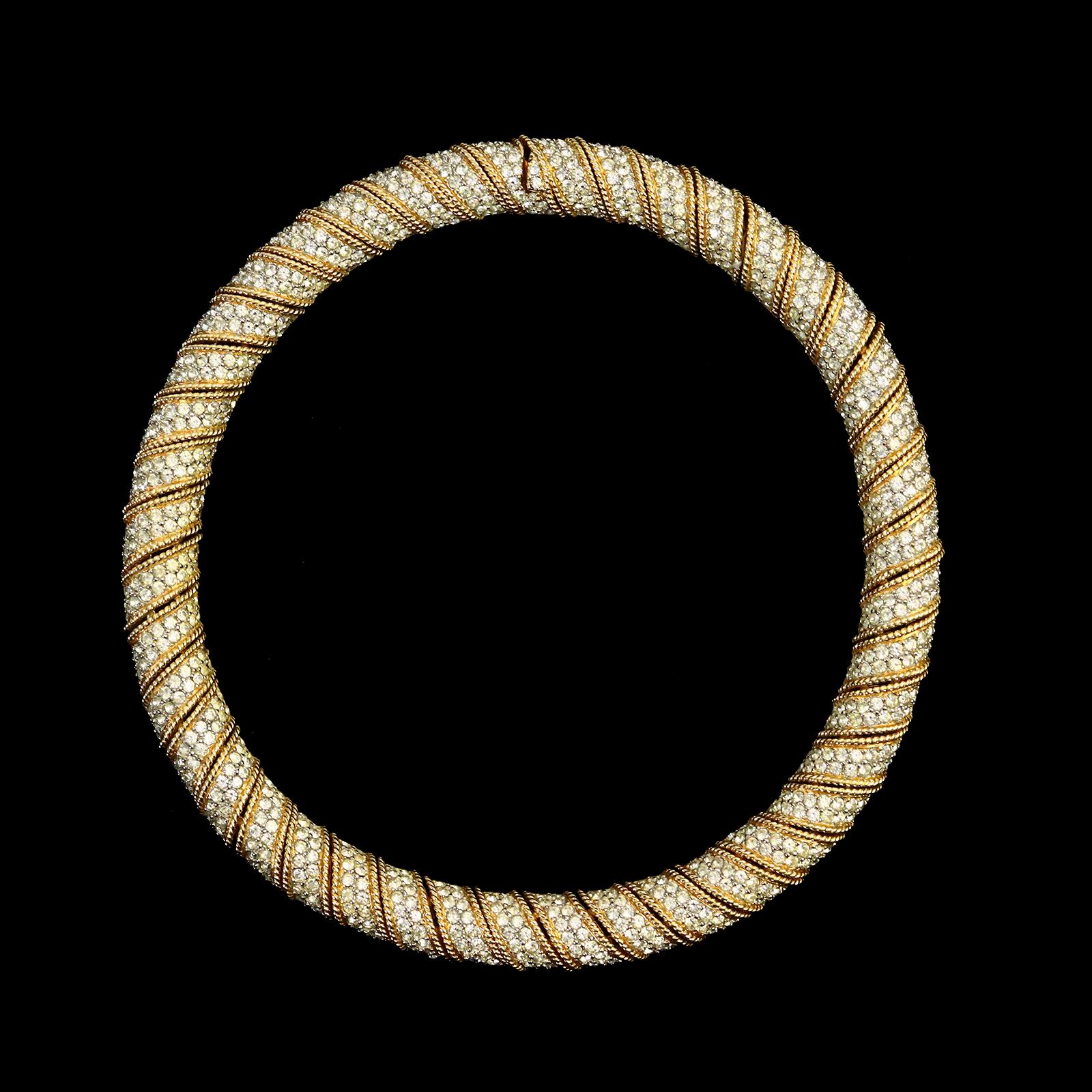 Collier ras du cou vintage Ciner en or et diamants, c. 1980 1