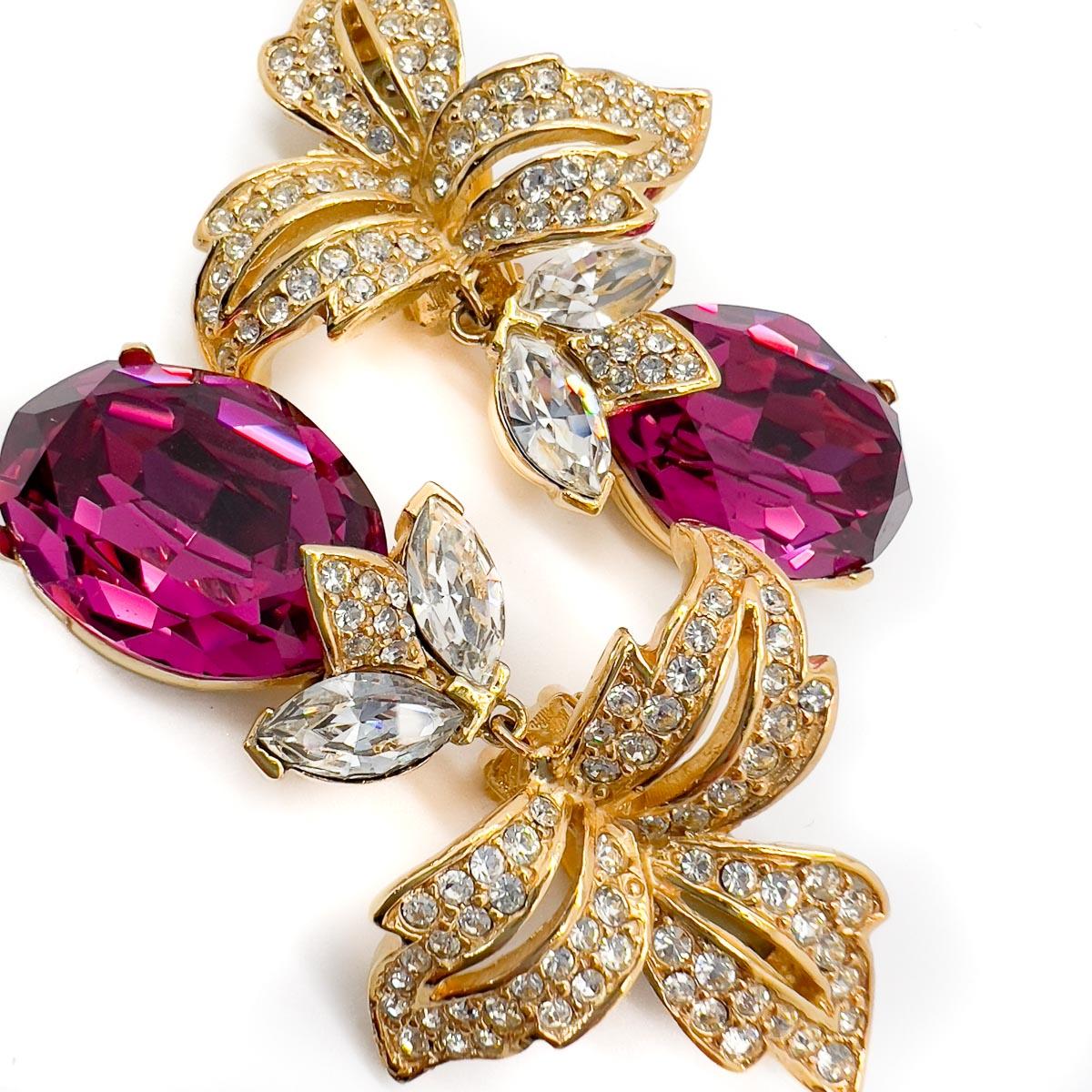A spectacular pair of vintage Ciner hot pink earrings featuring enormous hot pink drop crystals. The perfect occasion earring from one of America's finest costume jewellery Houses.

Since 1982, New York City based costume jewellery company CINER
