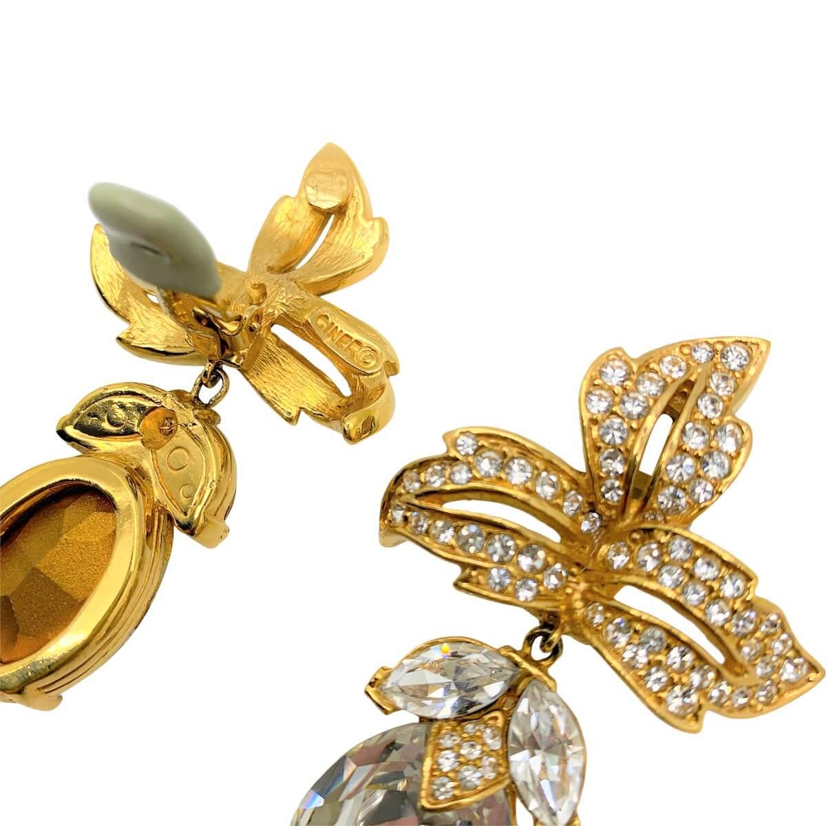 leaf crystal earrings