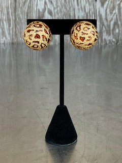 Vintage Ciner Leopard Enamel Clip on Earrings