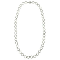 Long collier vintage Ciner Art déco en argent et cristal avec cercle, années 1960