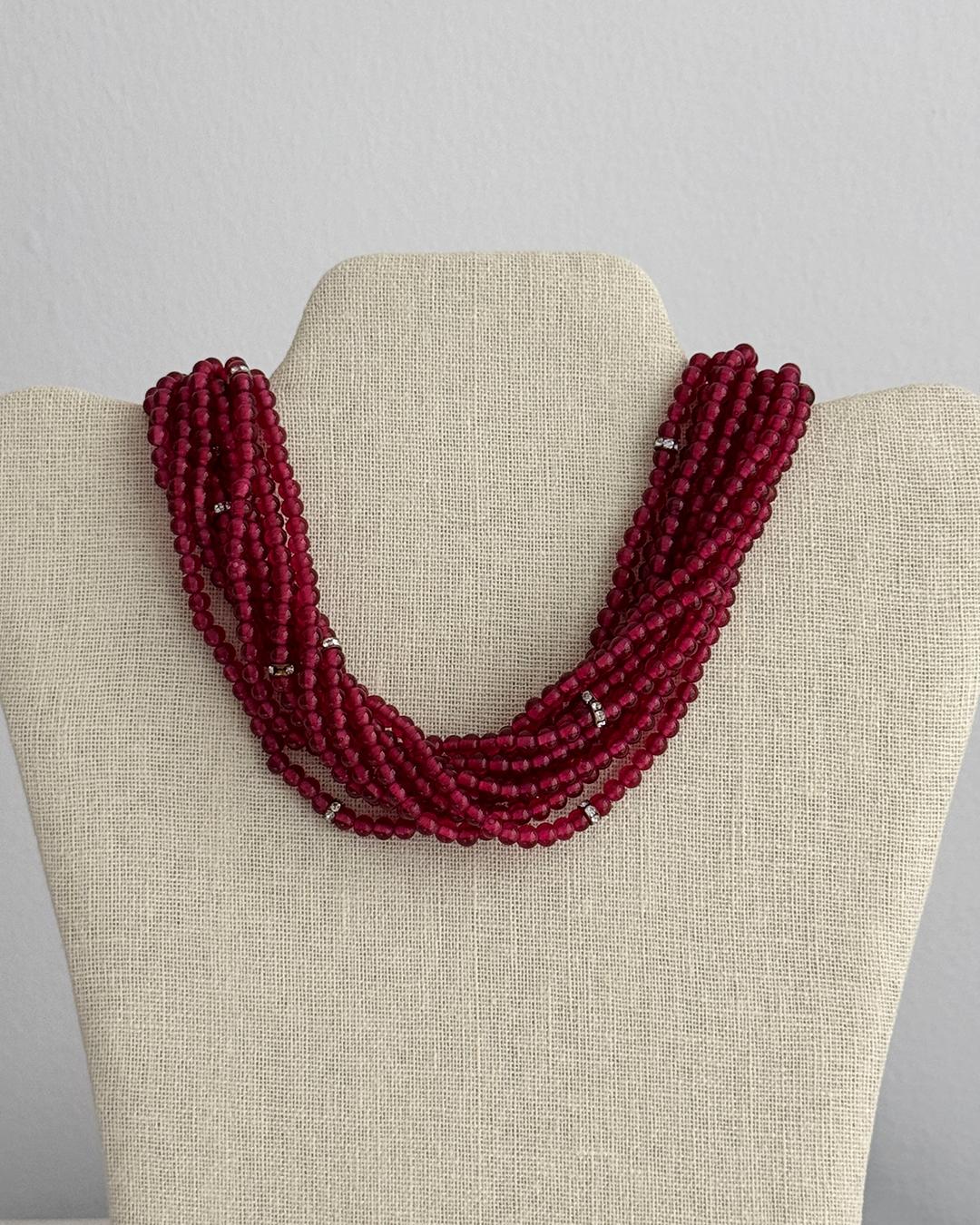 Vintage Ciner Ruby Paste Statement Necklace (Collier en pâte de rubis) en vente 1