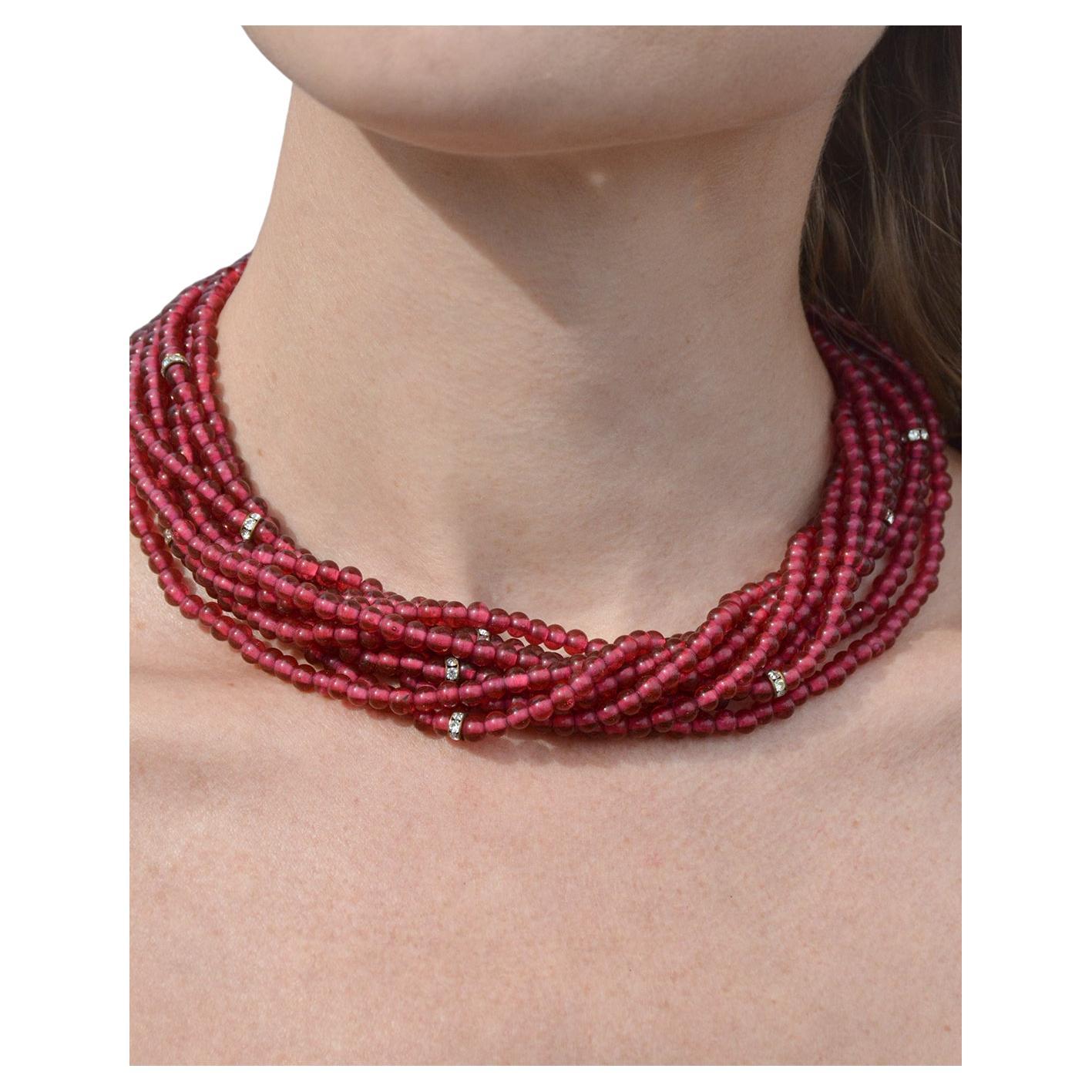 Vintage Ciner Ruby Paste Statement Necklace (Collier en pâte de rubis) en vente