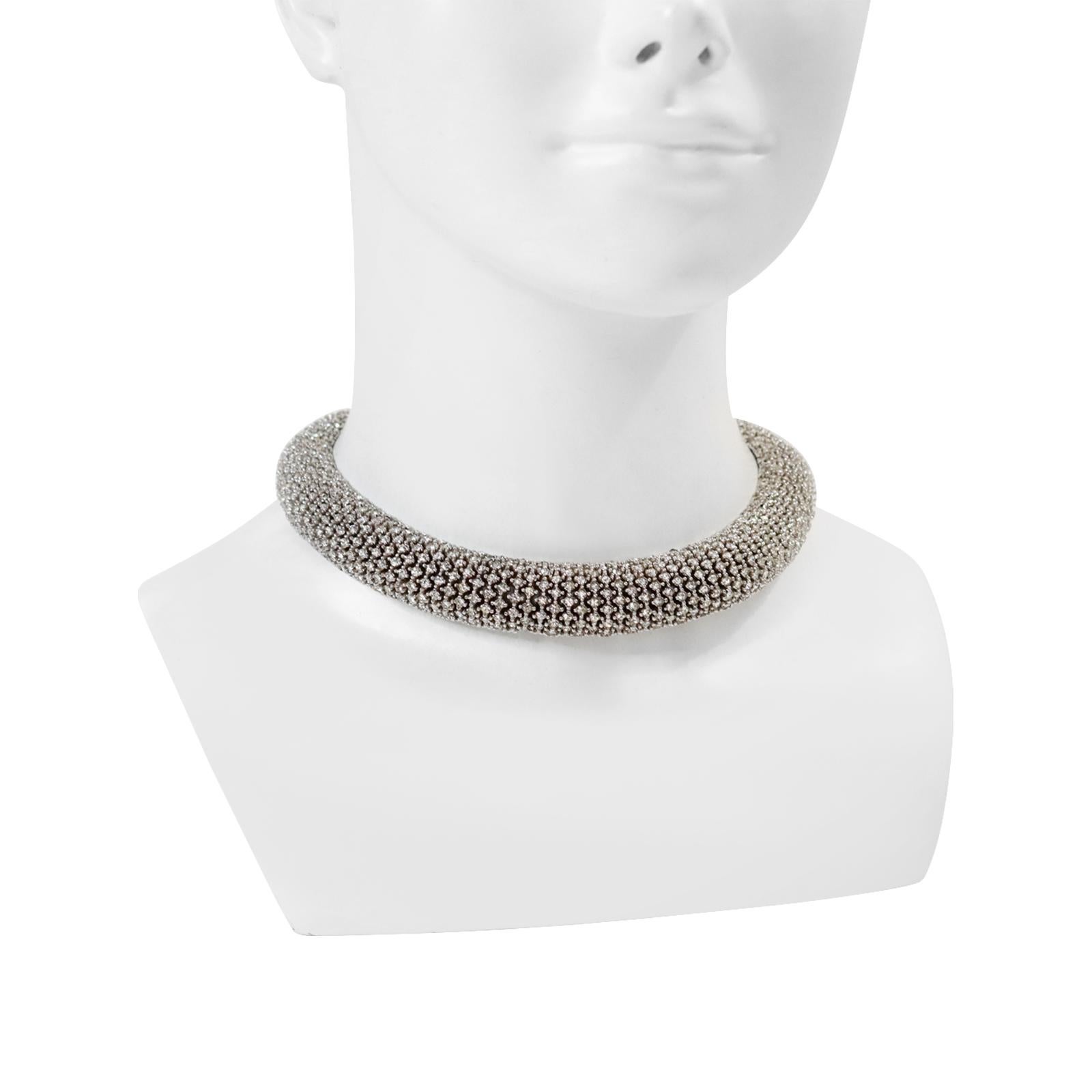 Vintage Ciner Silberfarbene abgerundete Choker-Halskette Circa 1980er Jahre für Damen oder Herren im Angebot