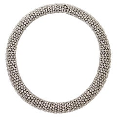 Vintage Ciner Silver Tone Diamante Rounded Choker Necklace Circa 1980s