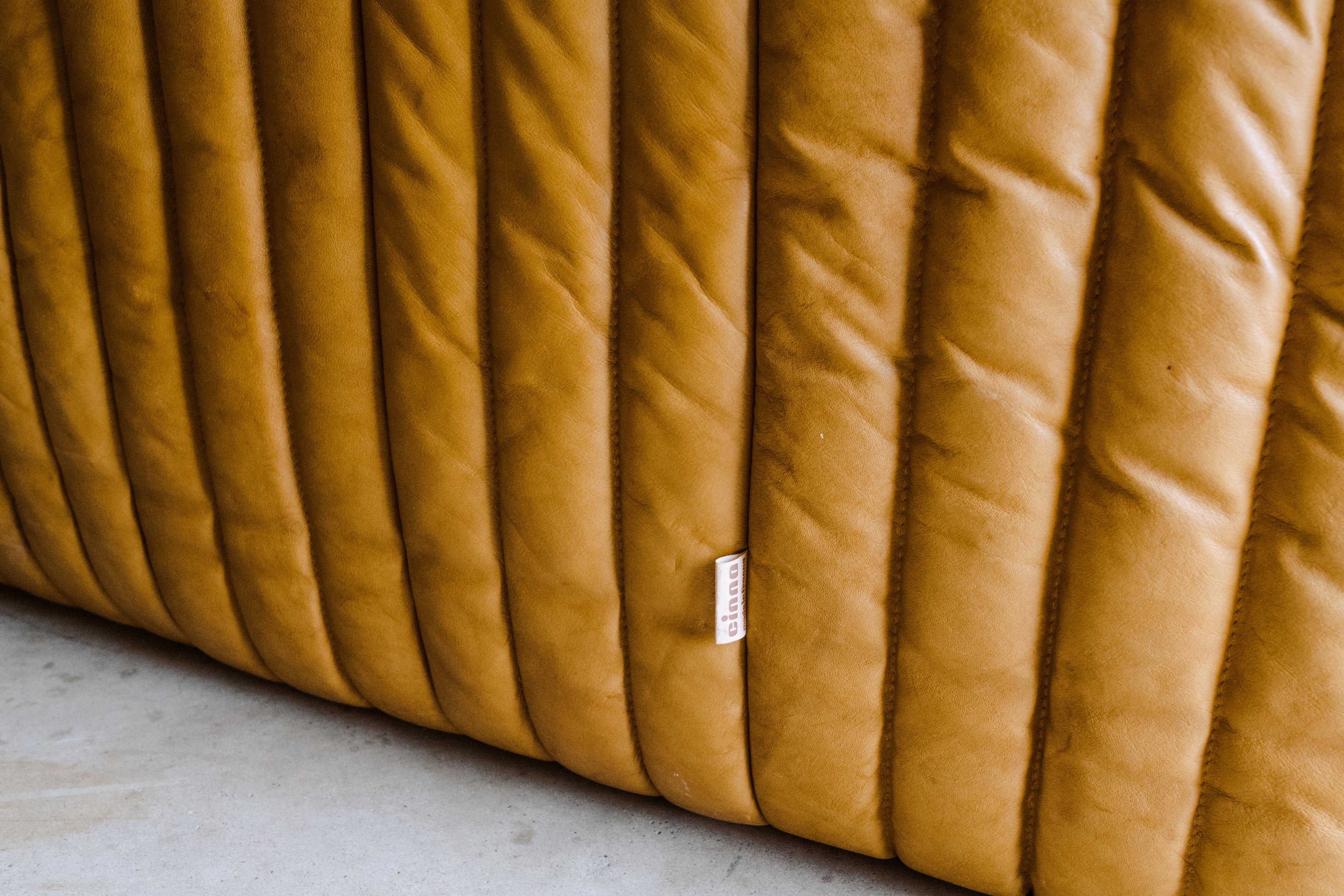 European Vintage Cinna Leather Sofa, Model 