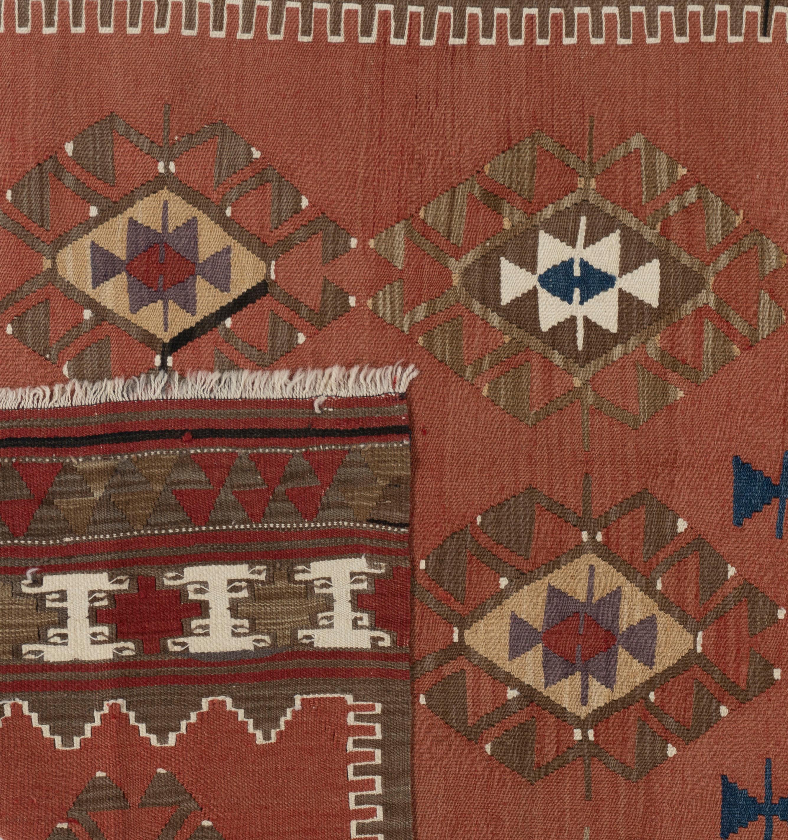 Kilim turco vintage cannella 3'8 X 5'7 in vendita 1