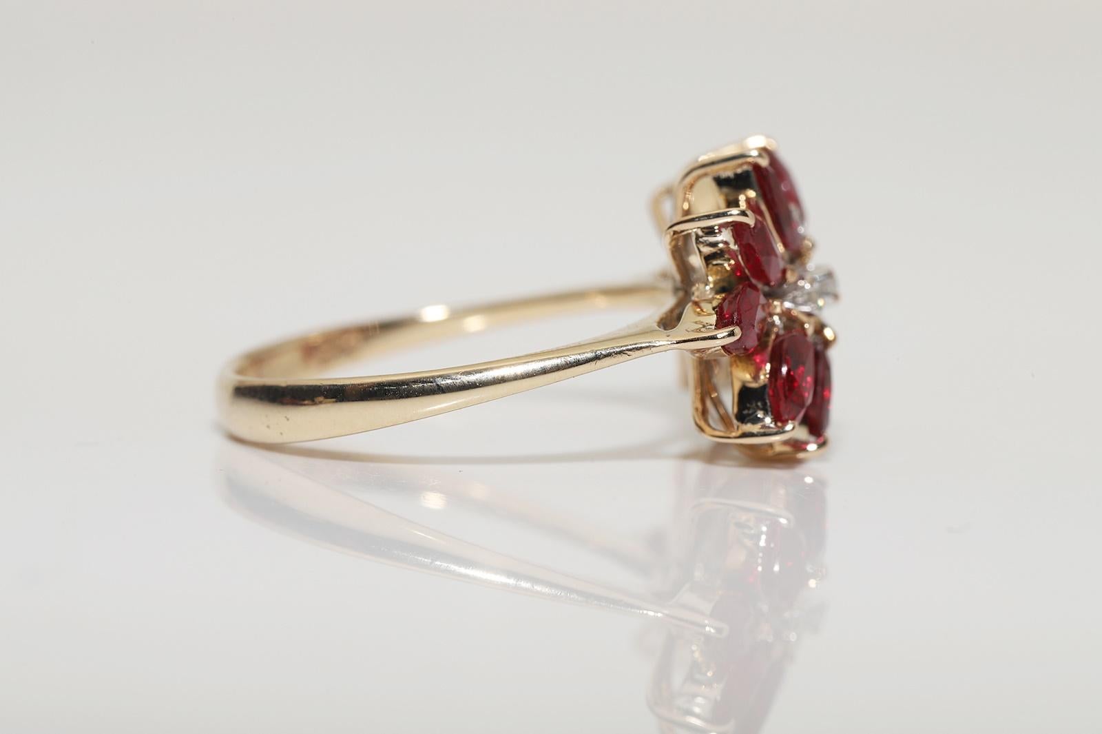 Vintage Circa 14k Gold Natural Diamond And Ruby Decorated Ring  For Sale 1