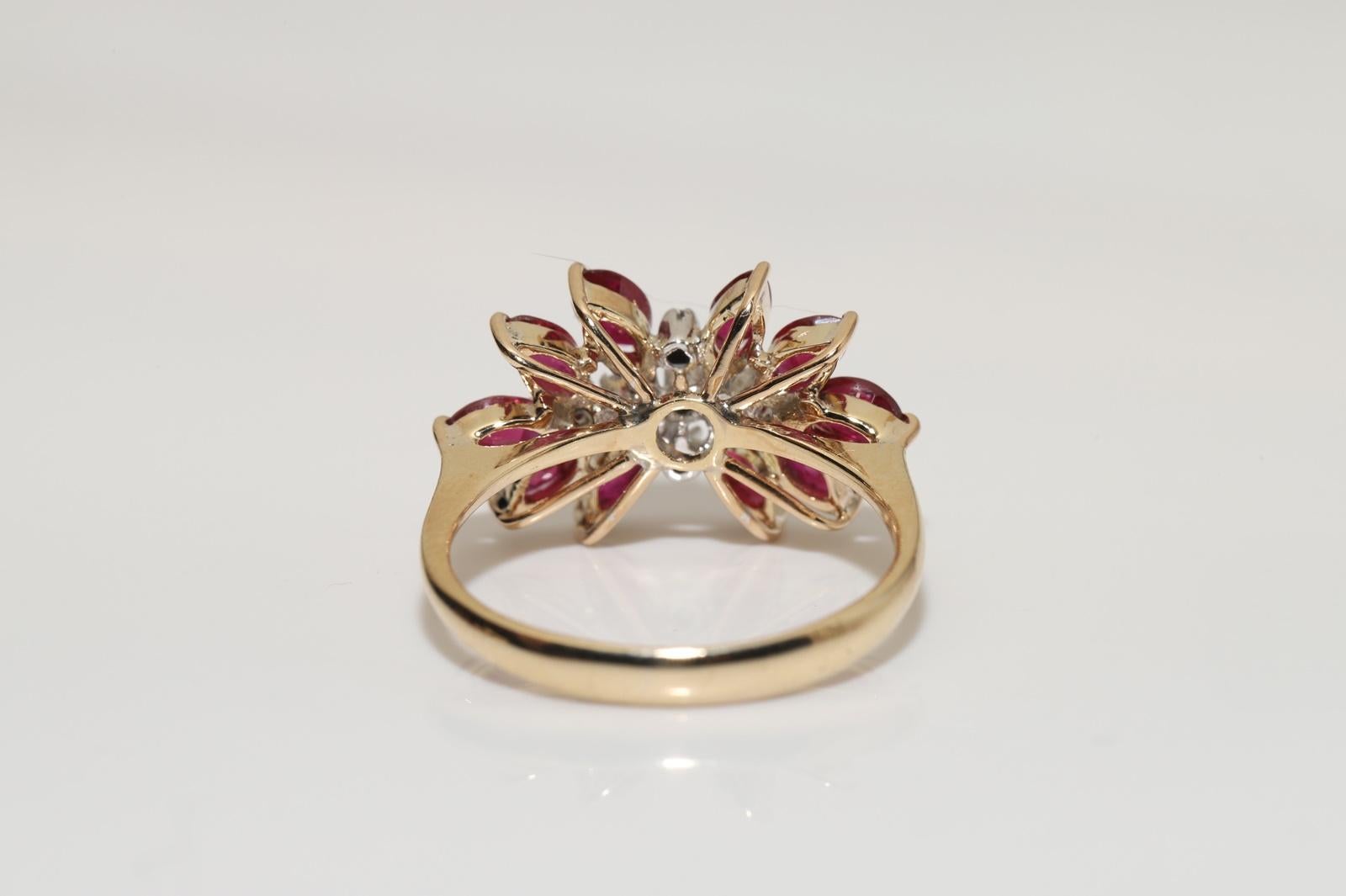 Vintage Circa 14k Gold Natural Diamond And Ruby Decorated Ring  For Sale 2