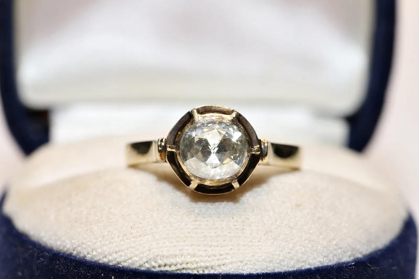 Bague solitaire vintage en or 14 carats décorée de diamants naturels taille rose en vente 4