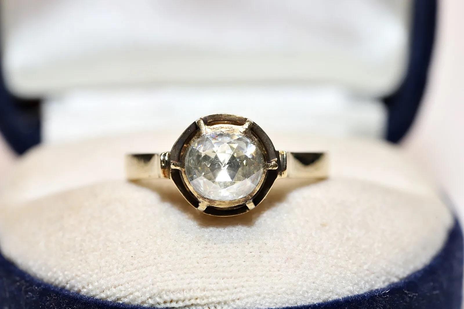 Bague solitaire vintage en or 14 carats décorée de diamants naturels taille rose en vente 5