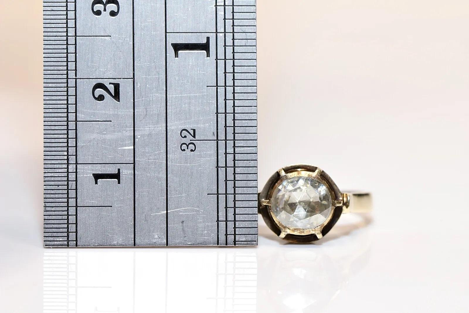 Bague solitaire vintage en or 14 carats décorée de diamants naturels taille rose en vente 1