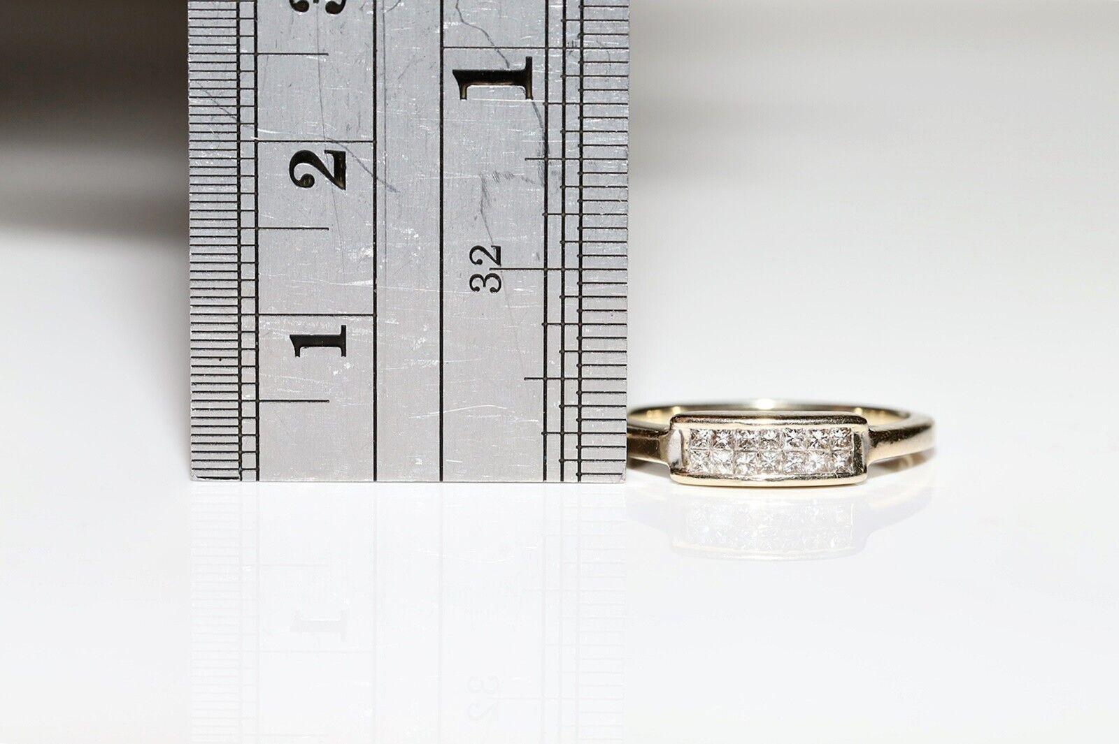 Vintage Circa 18k Gold Natural Princess Cut Diamond Decorated Ring  For Sale 3