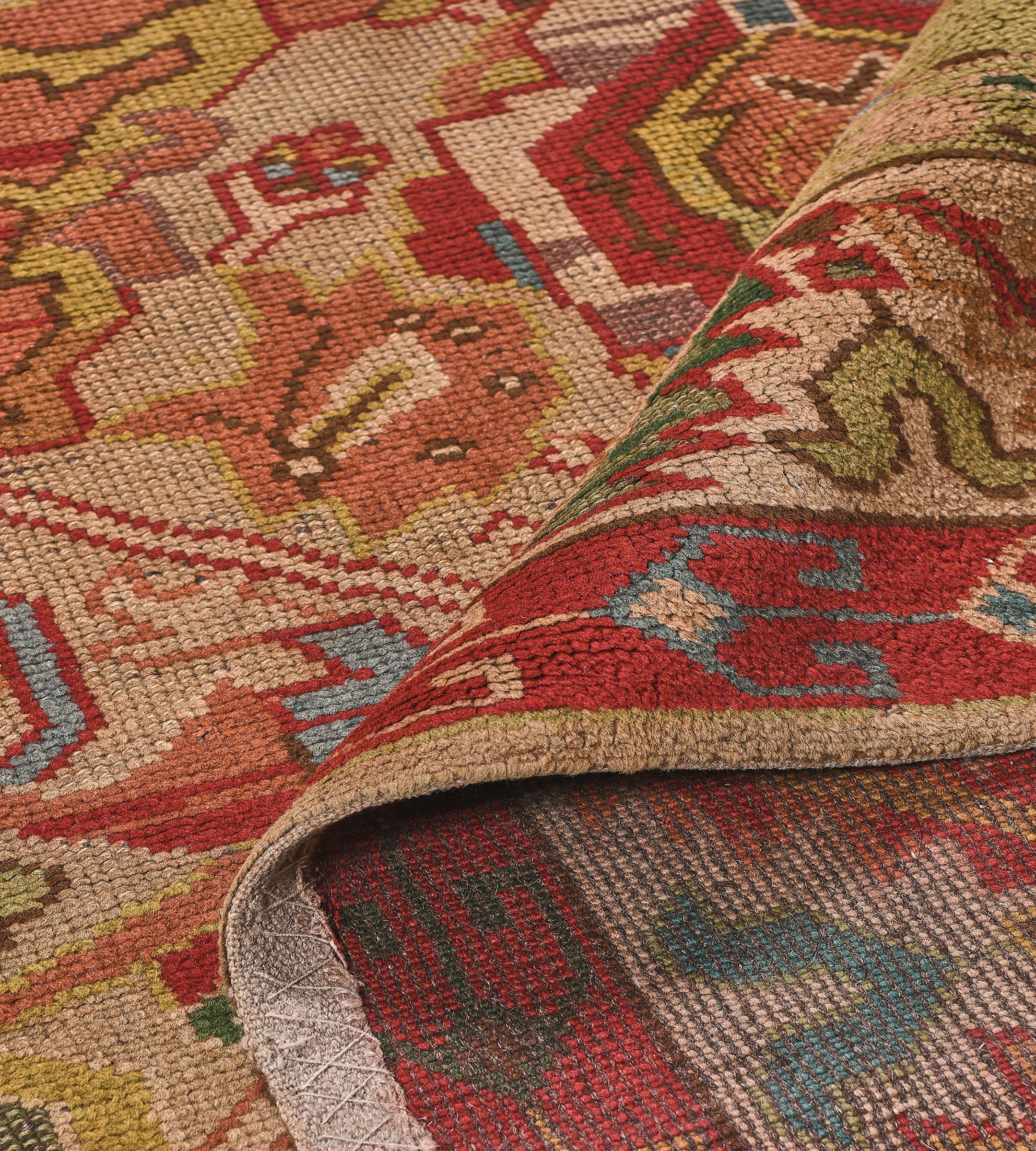 Vintage Circa-1900 Handwoven Pink Wool Irish Donegal Rug For Sale 6