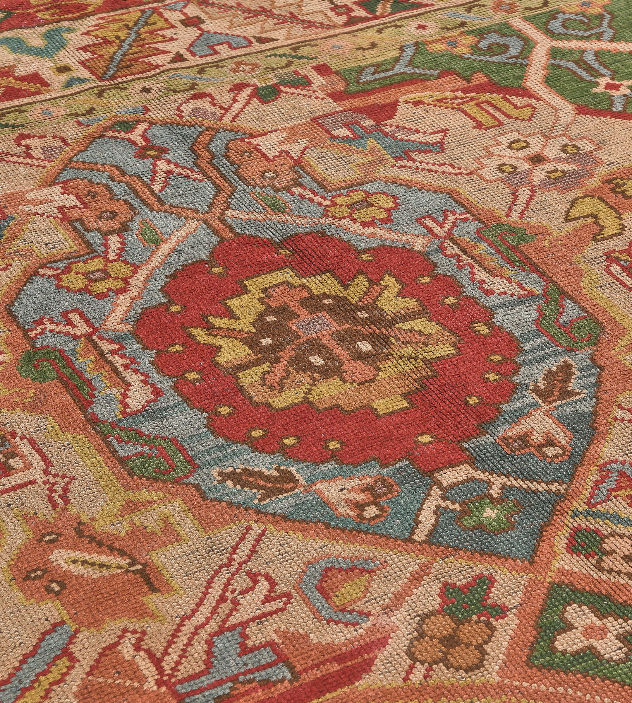 Hand-Knotted Vintage Circa-1900 Handwoven Pink Wool Irish Donegal Rug For Sale