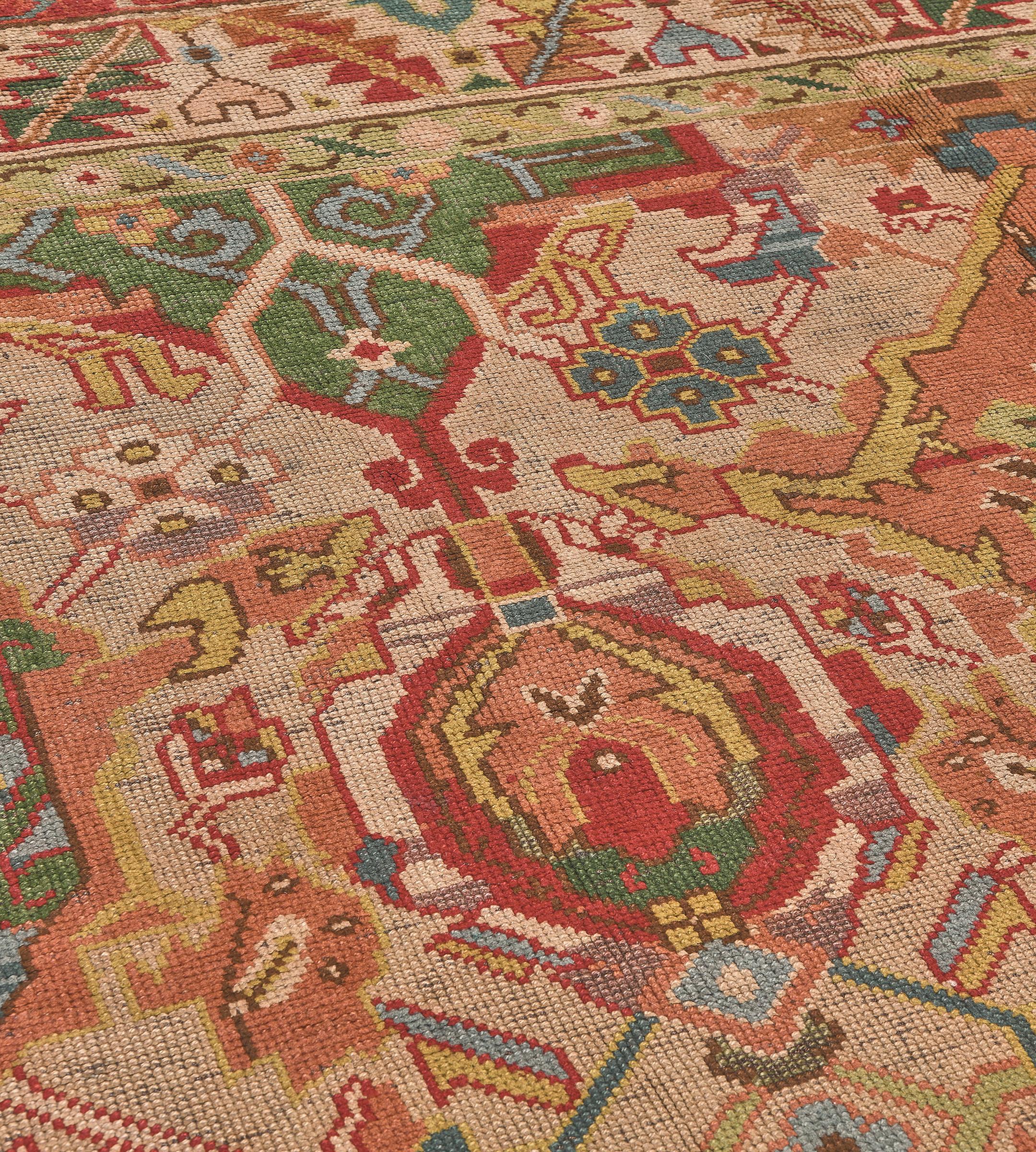 Vintage Circa-1900 Handwoven Pink Wool Irish Donegal Rug In Good Condition For Sale In West Hollywood, CA