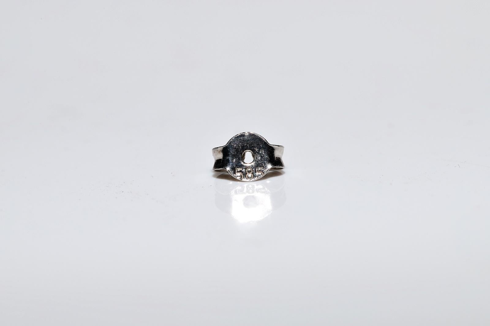 Vintage Circa 1900er Jahre 14k Gold Natürlicher Diamant Dekorierter hübscher Ohrring im Angebot 4