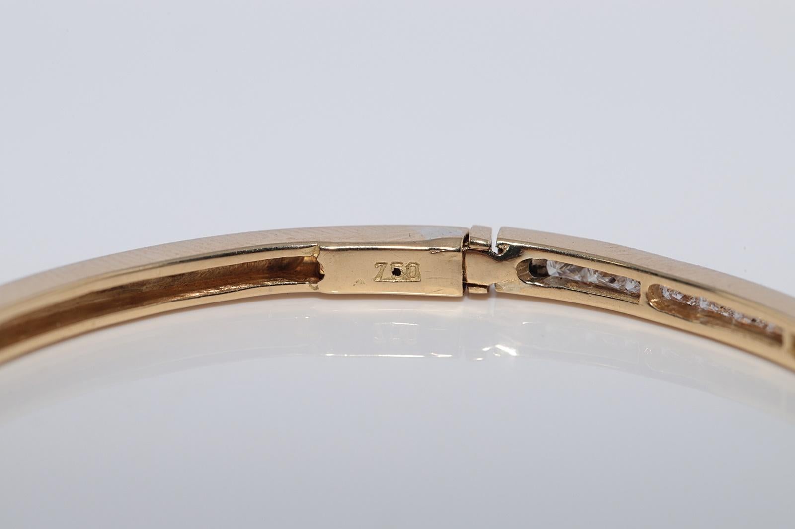 Vintage CIRCA 1900s 18k Gold natürlichen Prinzessinnenschliff Diamant Armreif Armband im Angebot 6