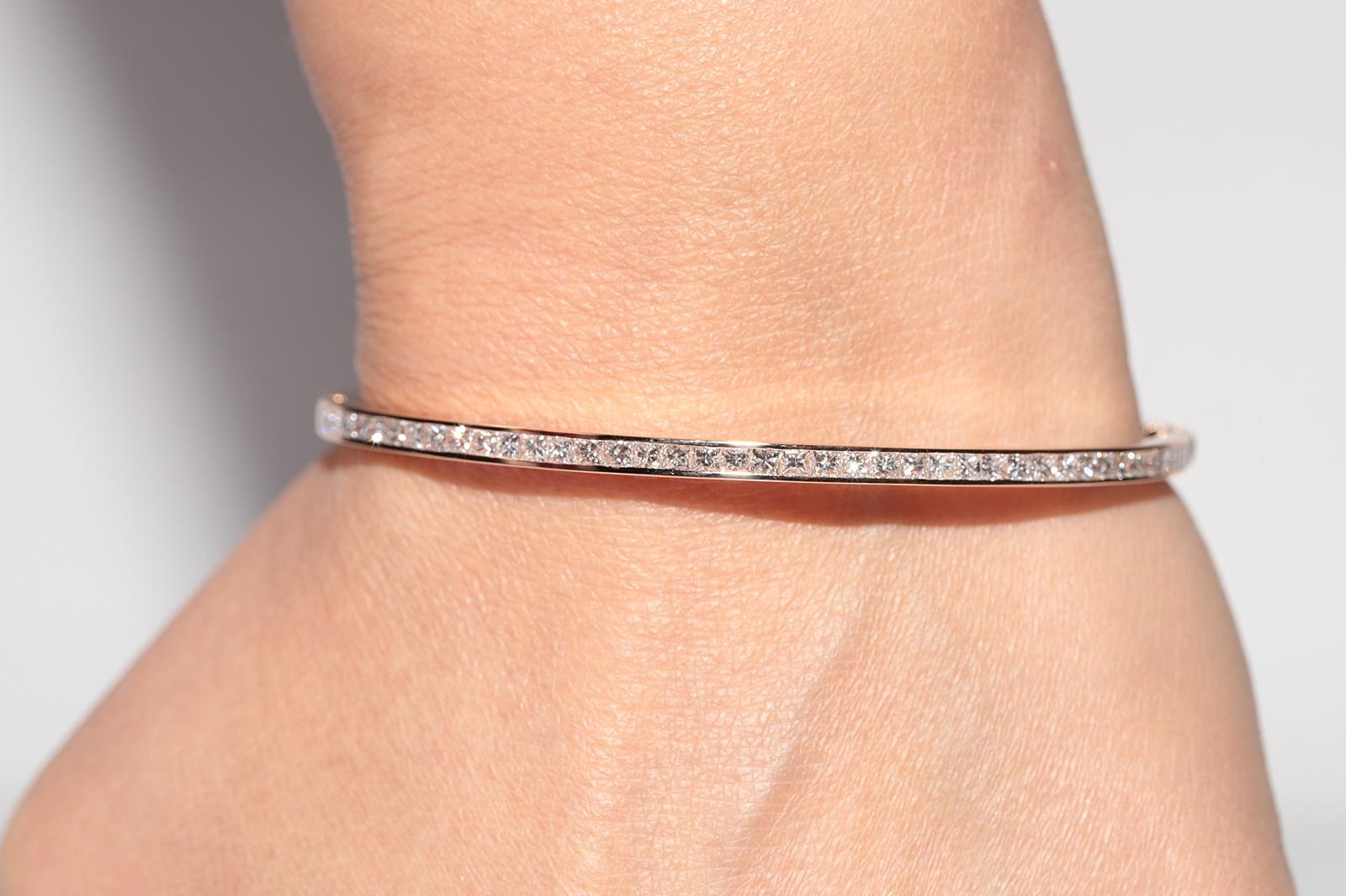 Vintage CIRCA 1900s 18k Rose Gold natürlichen Prinzessinnenschliff Diamant Armreif Armband