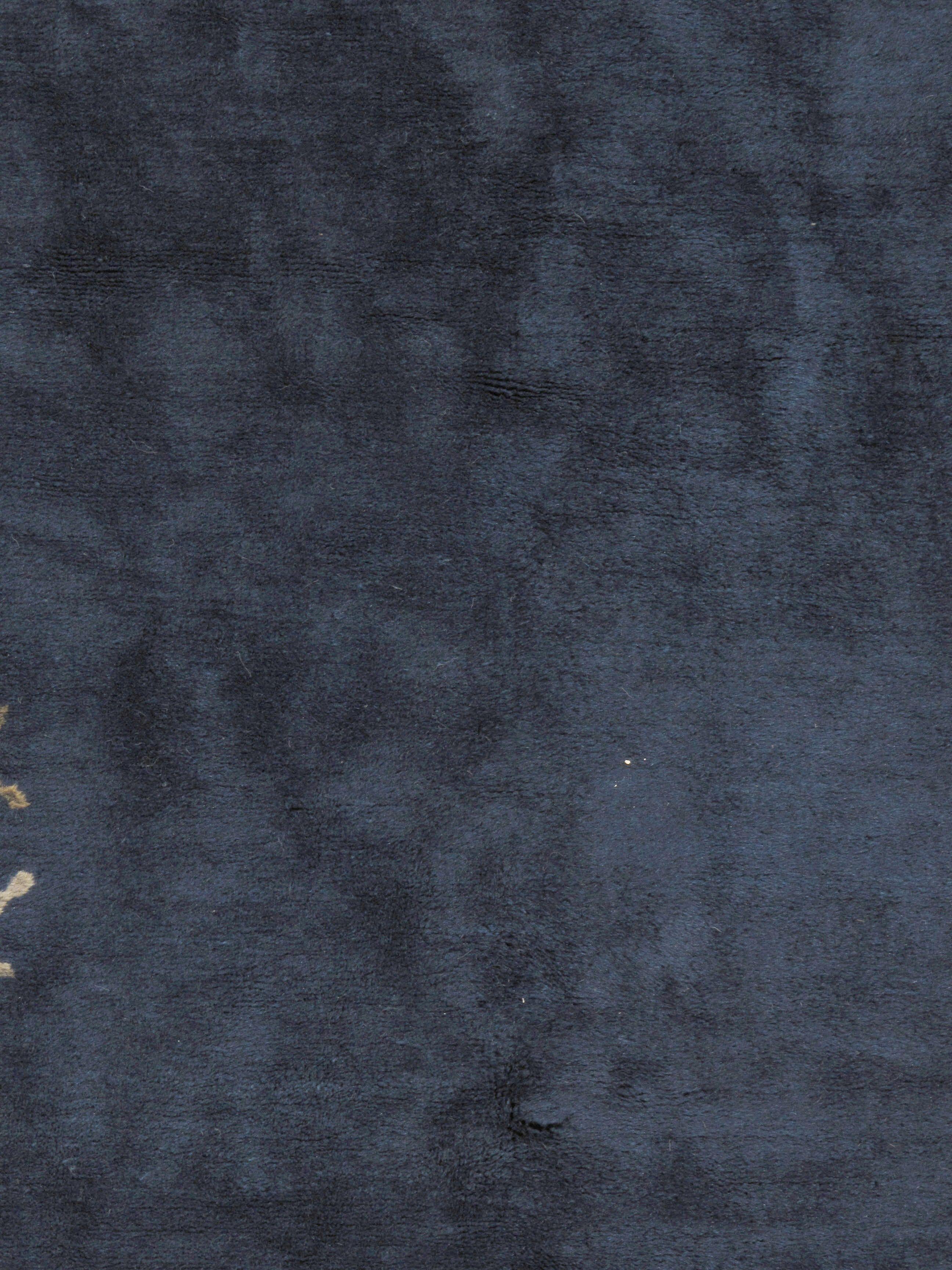 Alfombra china Art Decó Vintage Circa 1920 Azul Chino en venta
