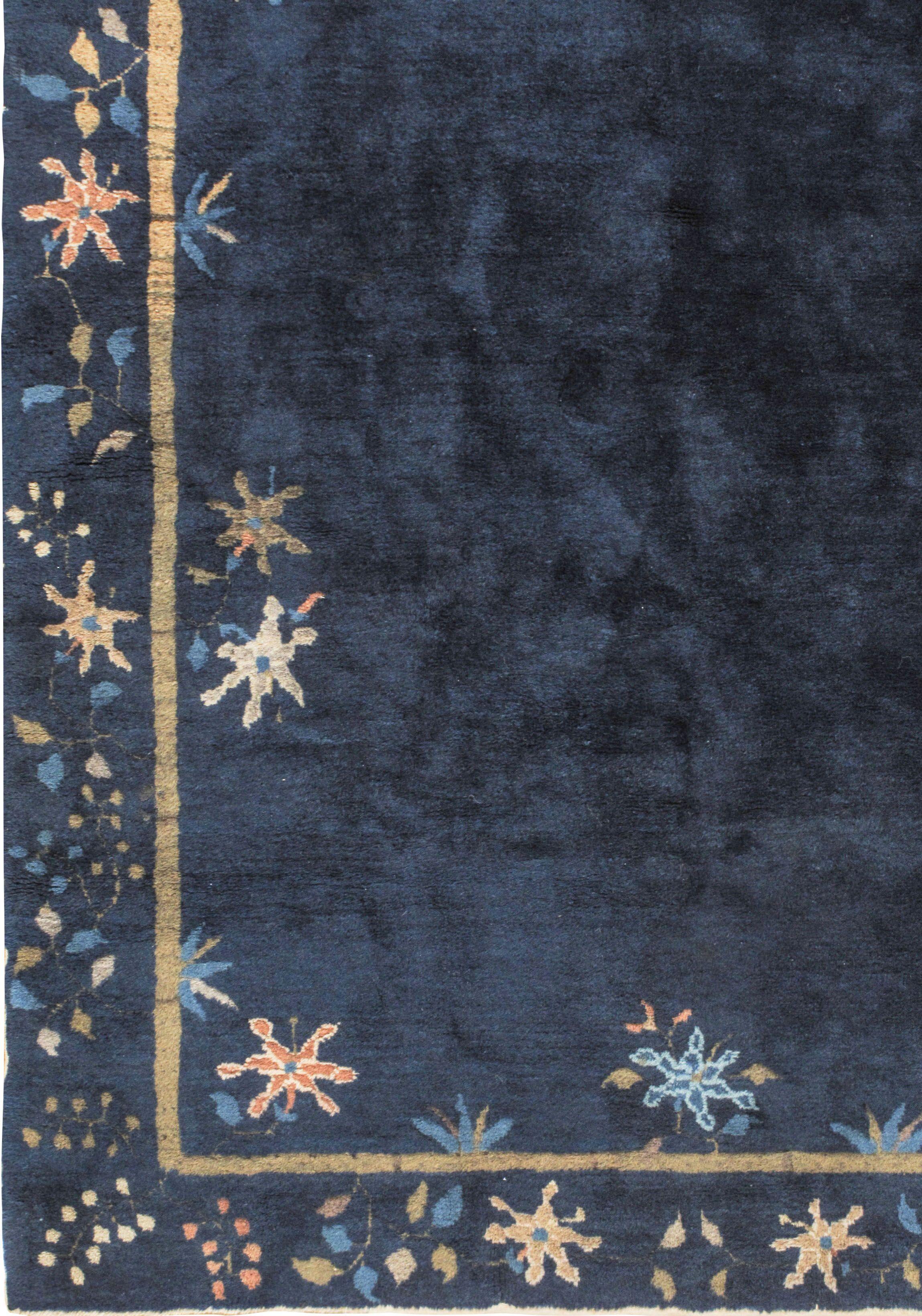 Alfombra china Art Decó Vintage Circa 1920 Azul Tejido a mano en venta