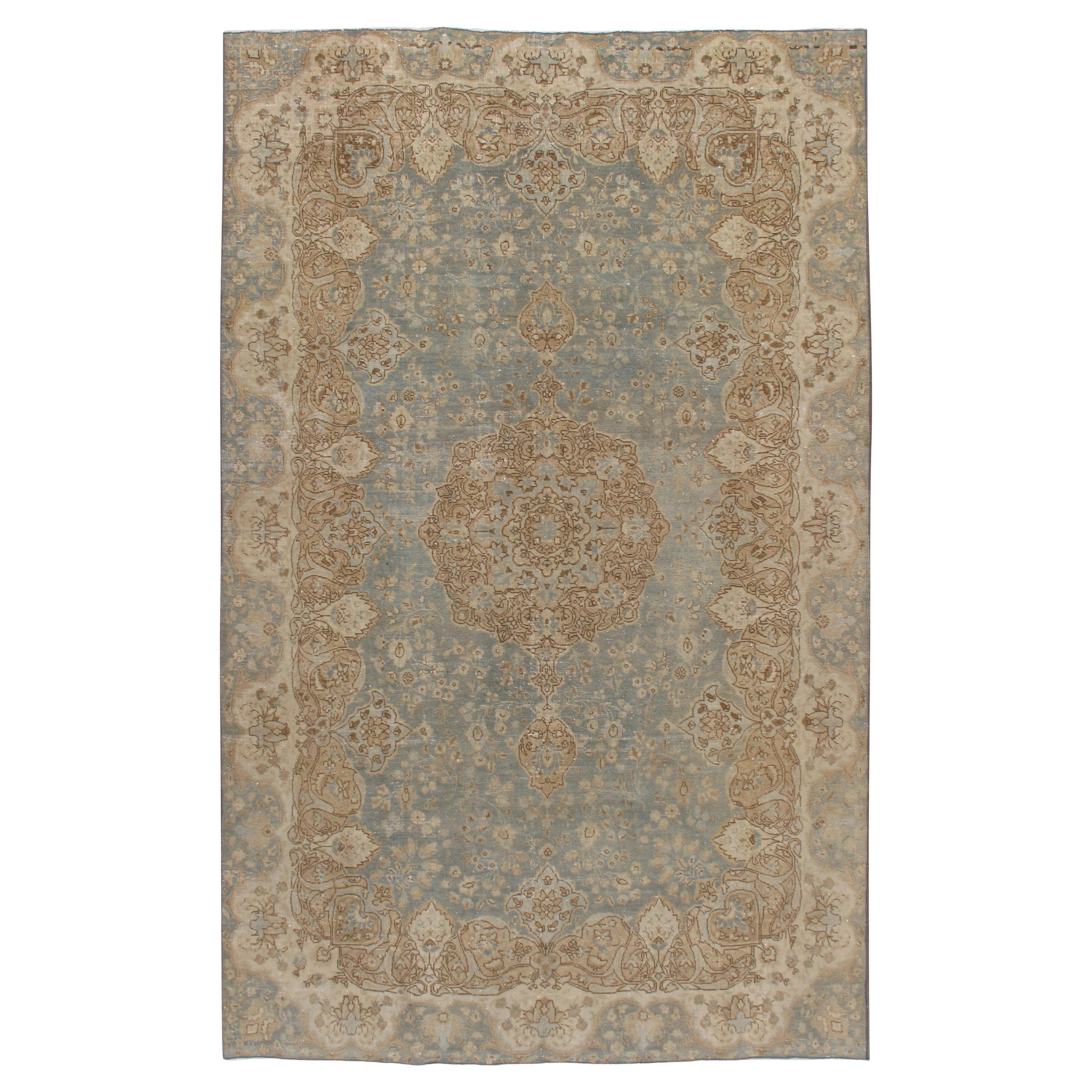 Vintage Circa 1920 Blue Distressed Tabriz Rug, 6
5 x 10
2