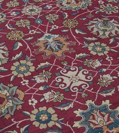 Vintage Circa-1920 Burgundy Floral Persian Tabriz Rug