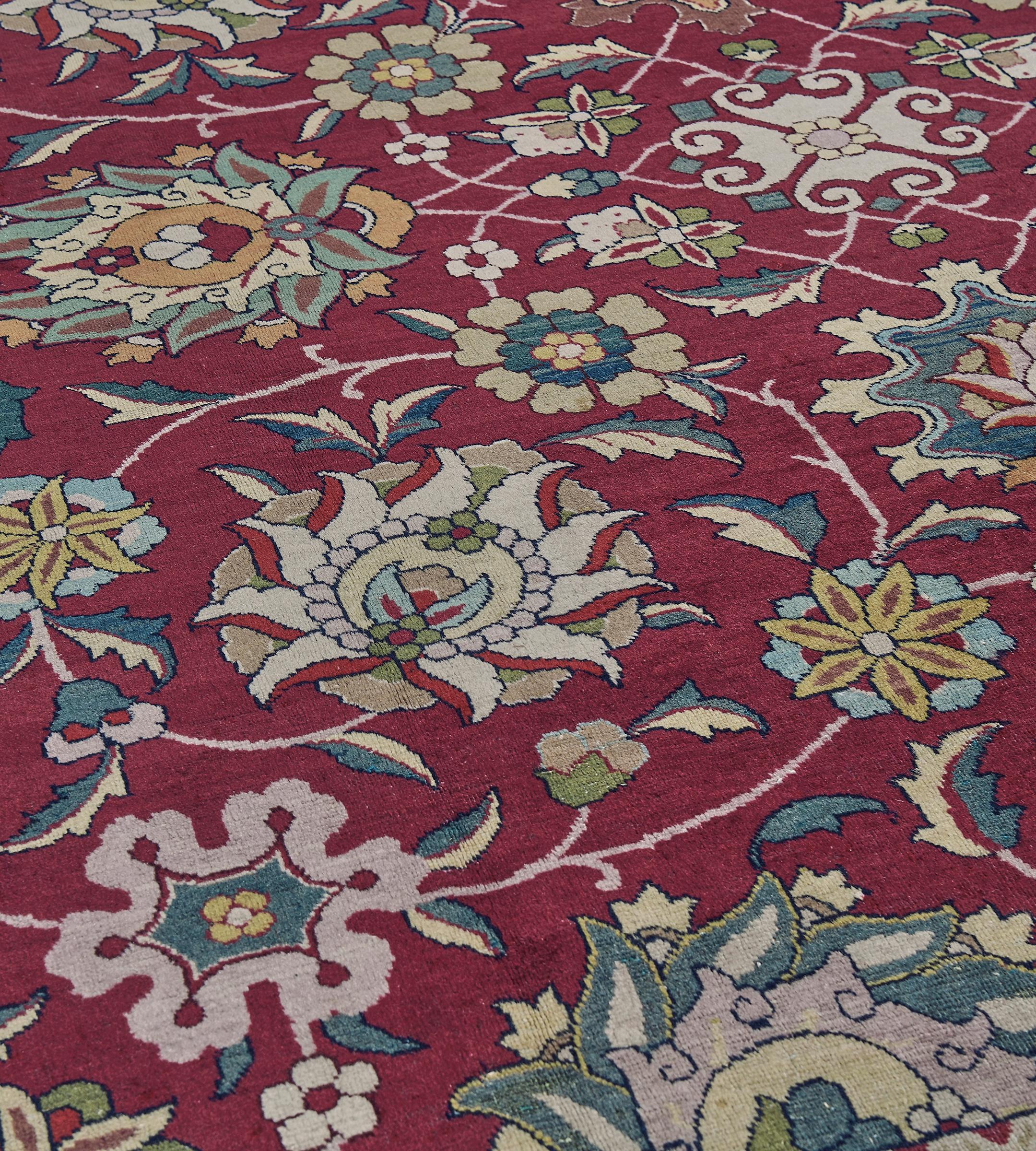 Persiano Tappeto Tabriz persiano floreale borghese d'epoca CIRCA 1920 in vendita