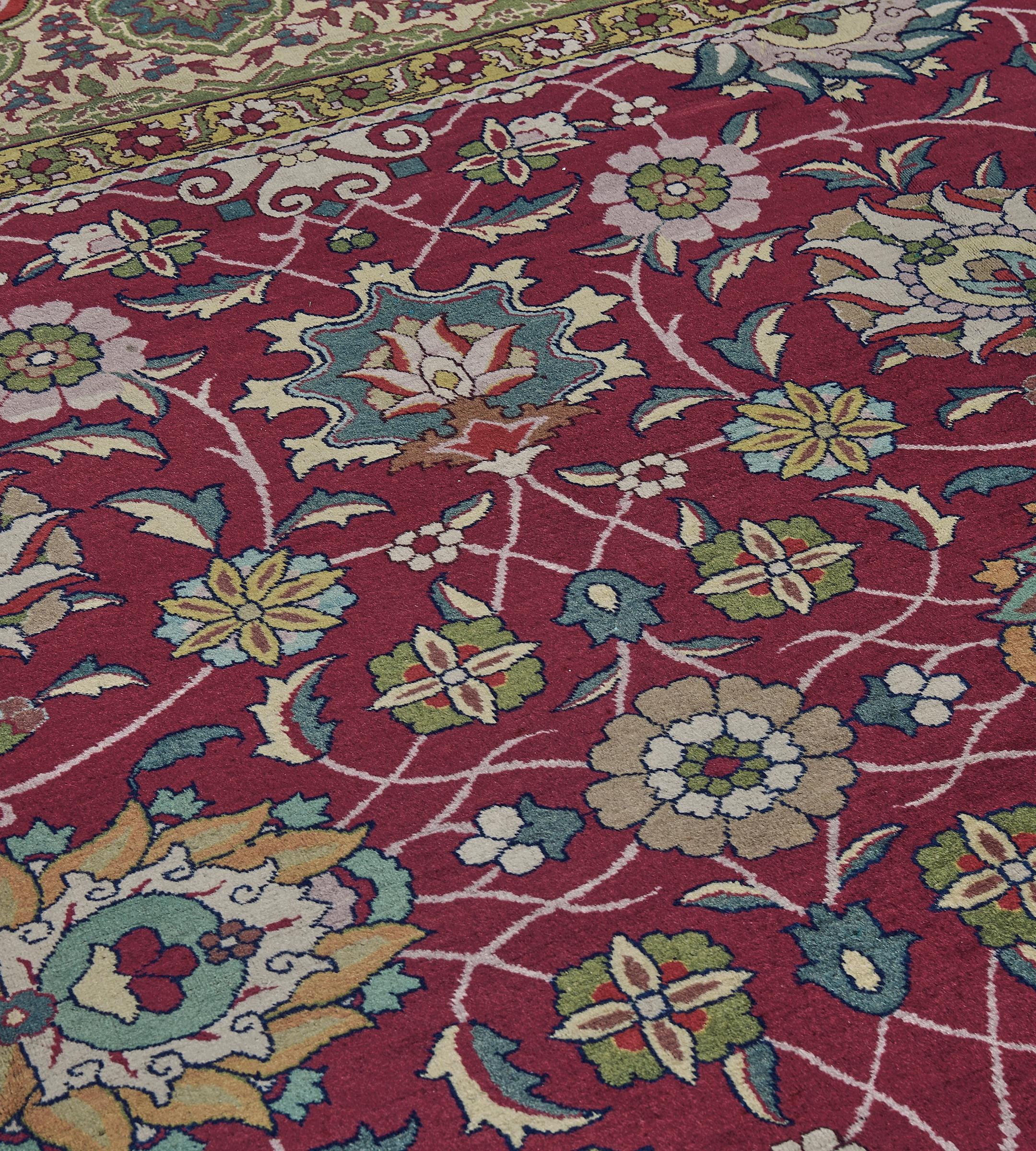 Annodato a mano Tappeto Tabriz persiano floreale borghese d'epoca CIRCA 1920 in vendita