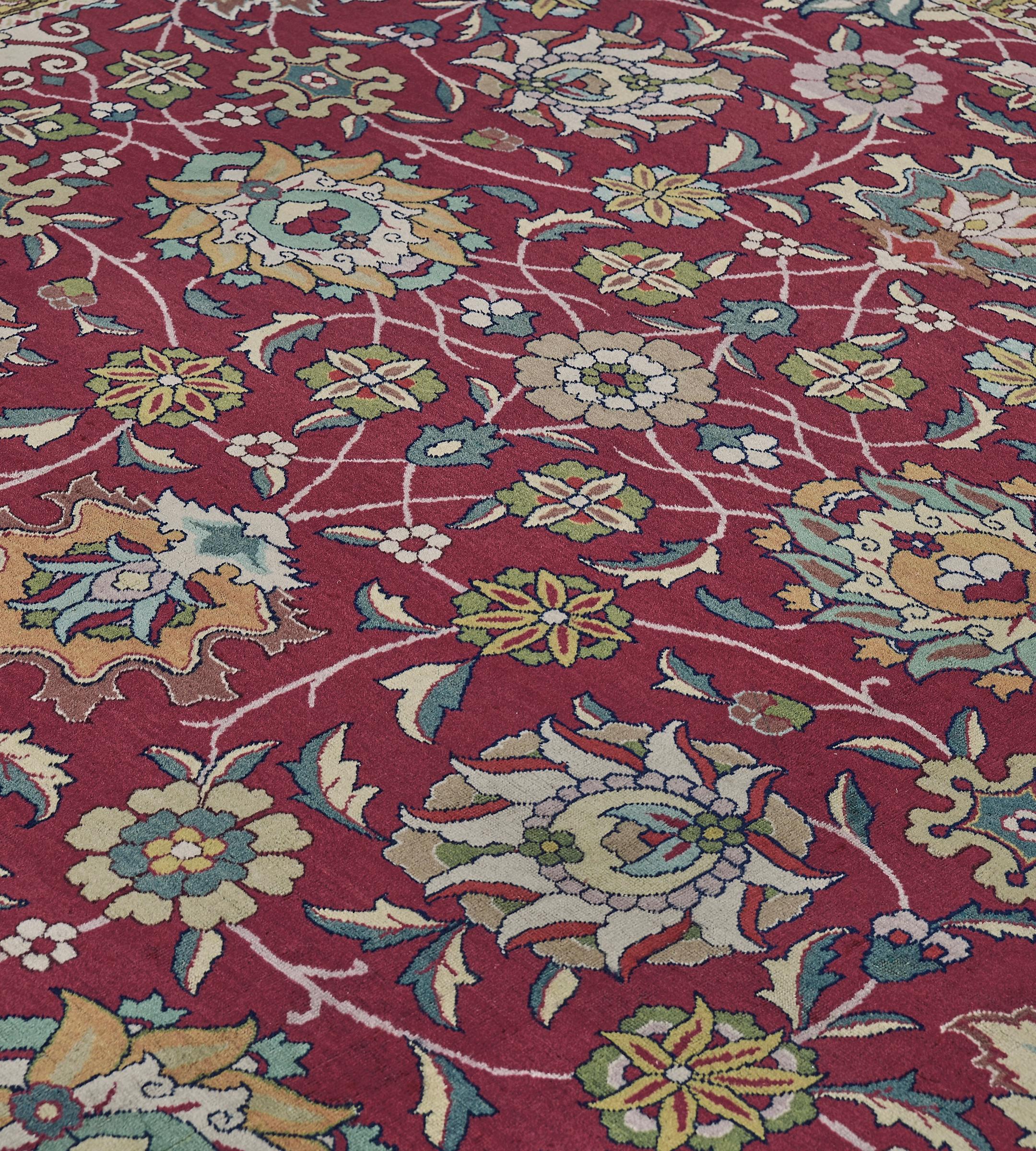 Lana Tappeto Tabriz persiano floreale borghese d'epoca CIRCA 1920 in vendita